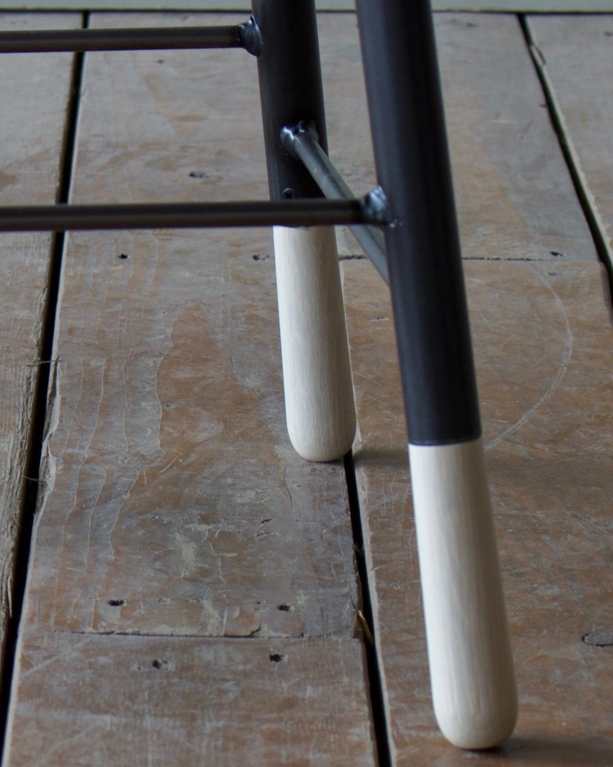 Two Tone Oak Stool with Black Metal Legs - Modern Bar Stool for Kitchen, Dining Room & Home Decor