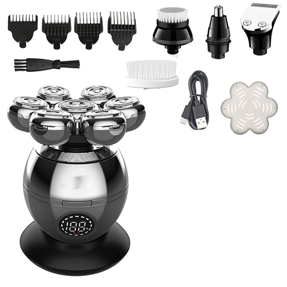 5-in-1 Electric Head Shaver for Men - Rechargeable Wet/Dry Beard Trimmer & Bald Head Shaving Kit | Perfect for Travel, Gym & Daily Grooming Routine