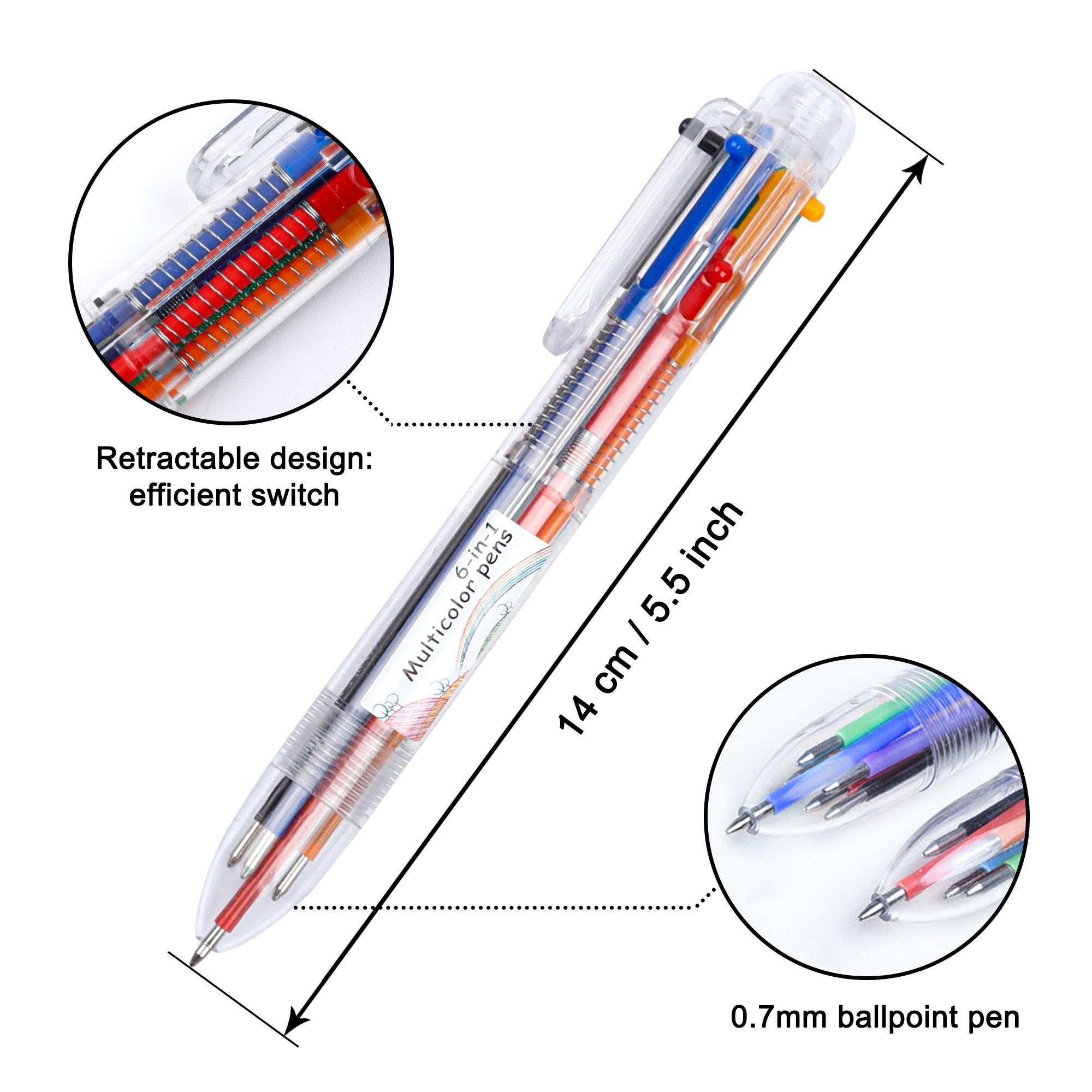 Shuttle Art 23 Pack Multicolor Retractable Ballpoint Pens - 6-in-1 0.7mm Fine Point Writing Pens for Office, School, Journaling & Note Taking - Perfect Gift for Students, Teachers & Artists