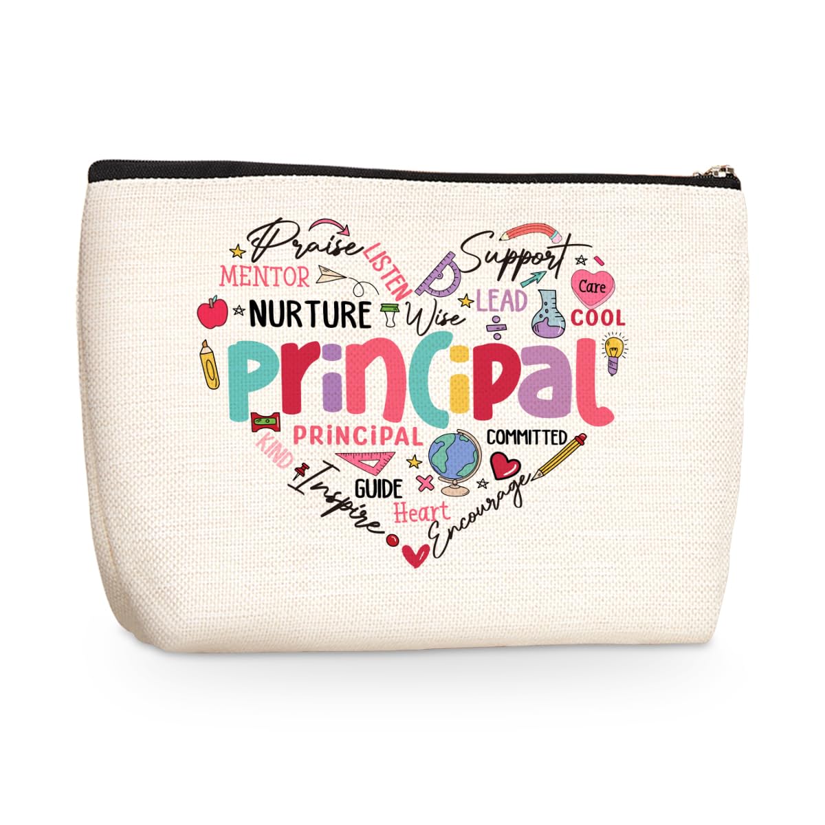Principal Gifts Teacher Appreciation Makeup Bag - Inspirational Cosmetic Pouch for Women, Her, Physical Therapist, Dance Teacher & Colleagues - Perfect Graduation Thank You Gift, Christmas & Birthday Present - Great for Travel, Work & Daily Makeup Organization