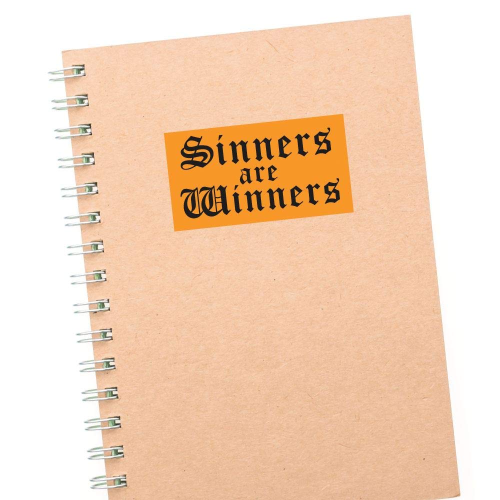 Edgy Sinners Are Winners Sticker Decal - Punk Rock Grunge Design for Laptop, Luggage, Car, Vinyl & Travel Accessories - Perfect for Music Lovers & Tattoo Enthusiasts