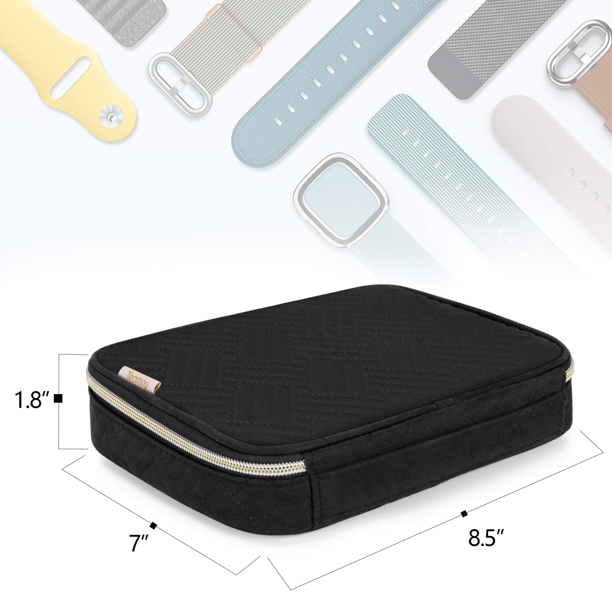 Teamoy 26-Slot Watch Band Storage Case - Organizer for Apple Watch Bands & Accessories - Durable Carrying Bag for Travel & Home Storage - Black