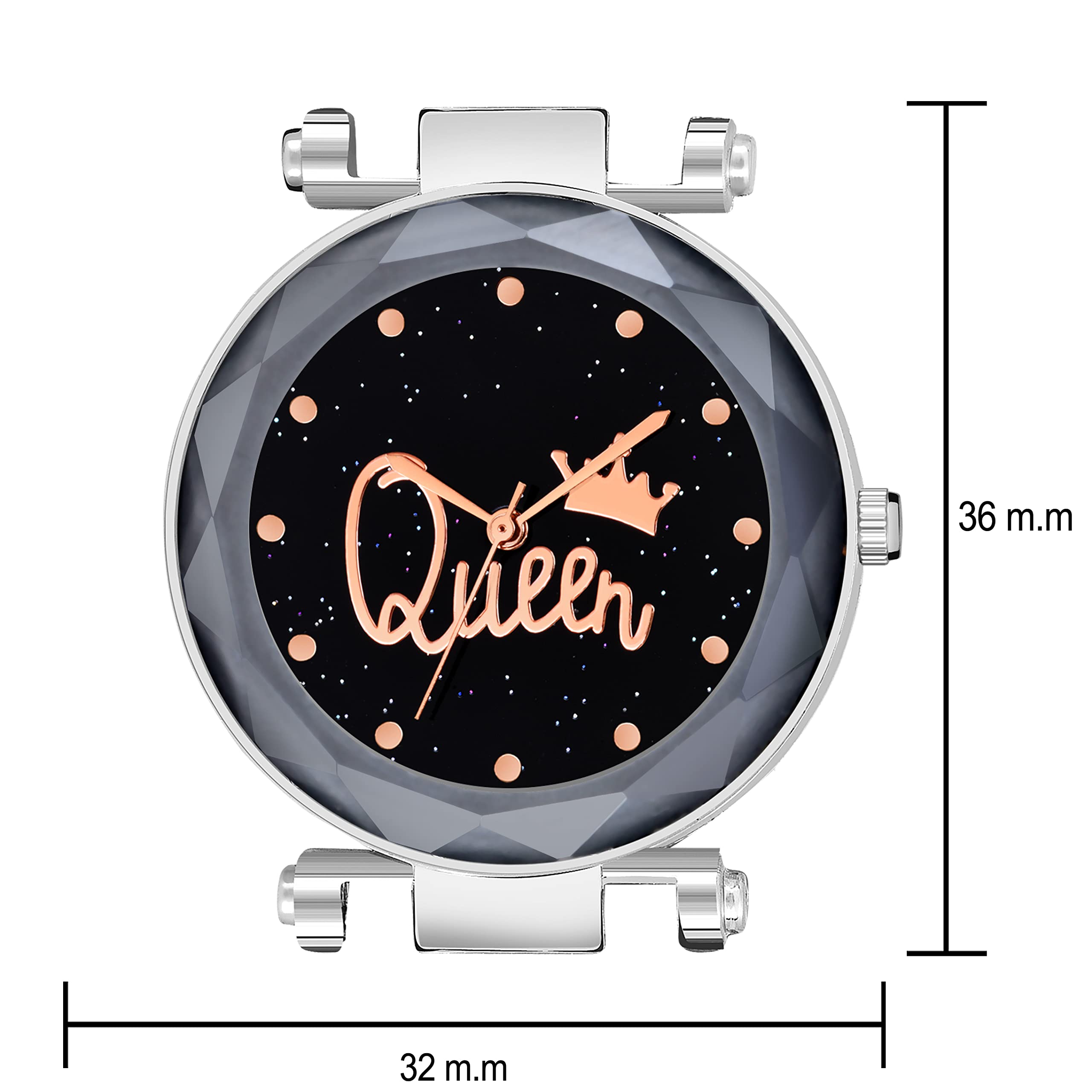 KIARVI GALLERY Silver Queen Dial Analog Watch for Women & Girls - PU Leather Strap, Silver Tone - Perfect for Daily Wear, Office & Special Occasions