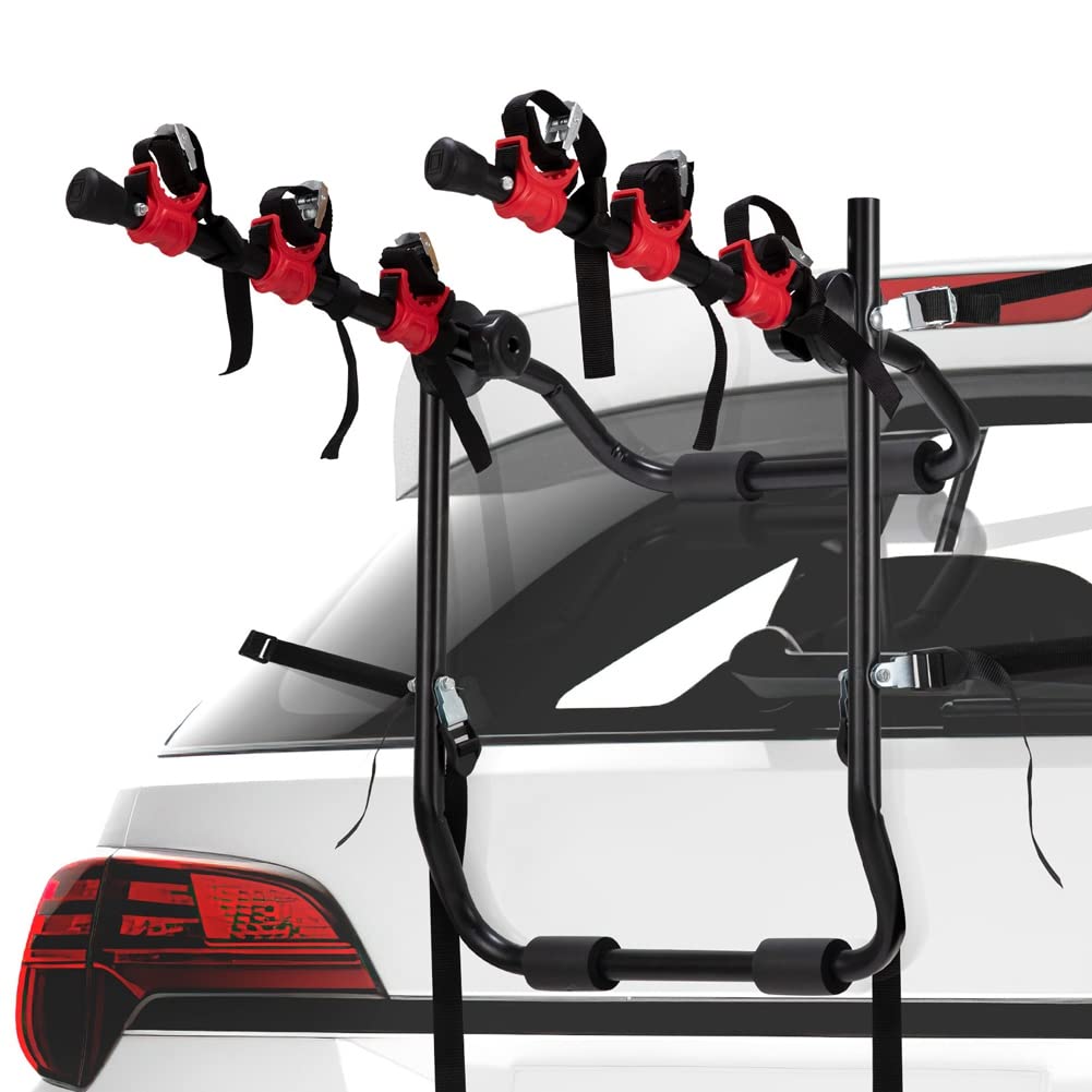 Blueshyhall 2-Bike Trunk Mount Rack - Heavy Duty Bicycle Carrier with 6 Spare Hooks - Perfect for SUV, Sedan & Hatchback - Easy Installation for Road Trips & Outdoor Adventures