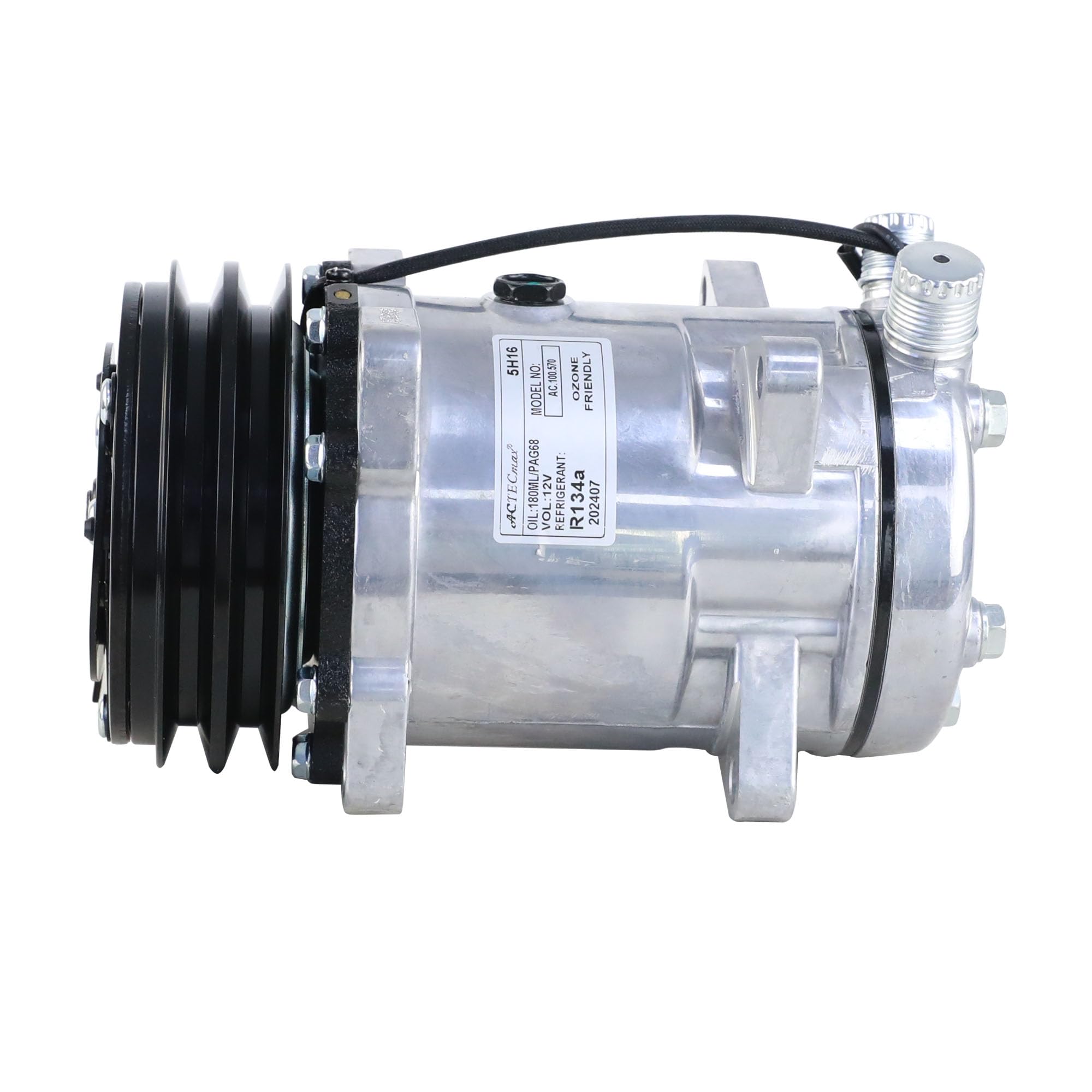 Universal A/C Compressor with Black 2PK Clutch SD510 5H16 R134A - Compatible with Multiple Vehicle Models - Perfect for Car AC Repair and Maintenance