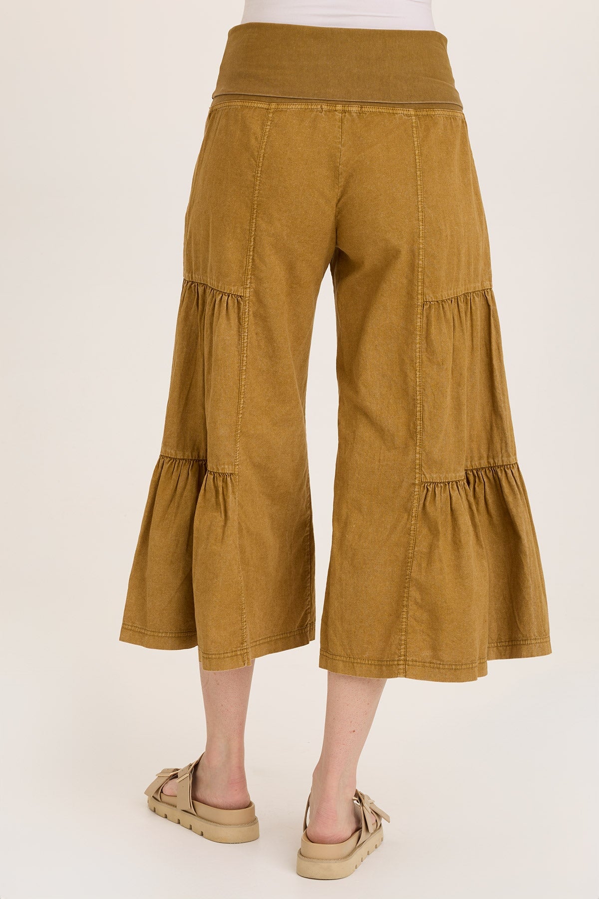 Linen Side Tier Wide Leg Palazzo Pants - Comfortable High Waisted Flowy Lounge Pants for Women - Perfect for Yoga, Travel, and Casual Wear