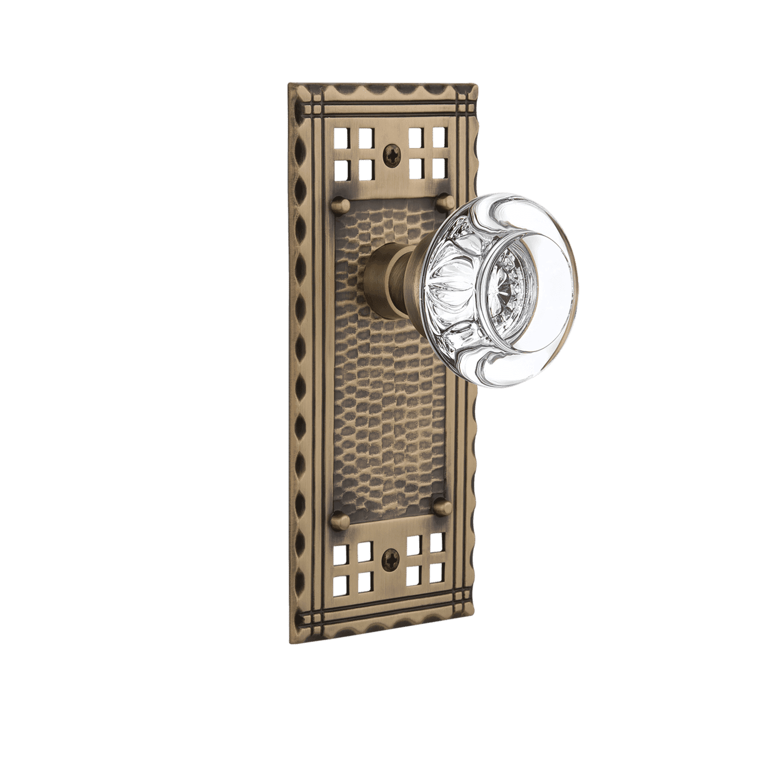 Antique Brass Round Clear Crystal Knob Long Plate - Vintage Cabinet Hardware for Dresser, Wardrobe & Furniture (Set of 1) - Perfect for Home Decor & DIY Projects