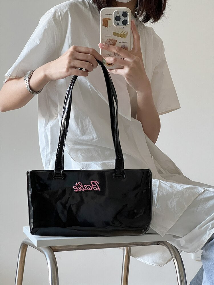 Barbie Girl Shiny Shoulder Bag - Trendy 2022 Designer Handbag for Women, Fashionable Underarm Baguette & Shopping Tote - Perfect for Parties, Dating & Daily Use