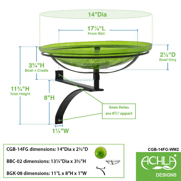 Fern Green Crackle Glass Birdbath Bowl for Garden Decor - Handmade Outdoor Bird Feeder with Crackled Texture, Perfect for Attracting Birds to Your Backyard or Patio