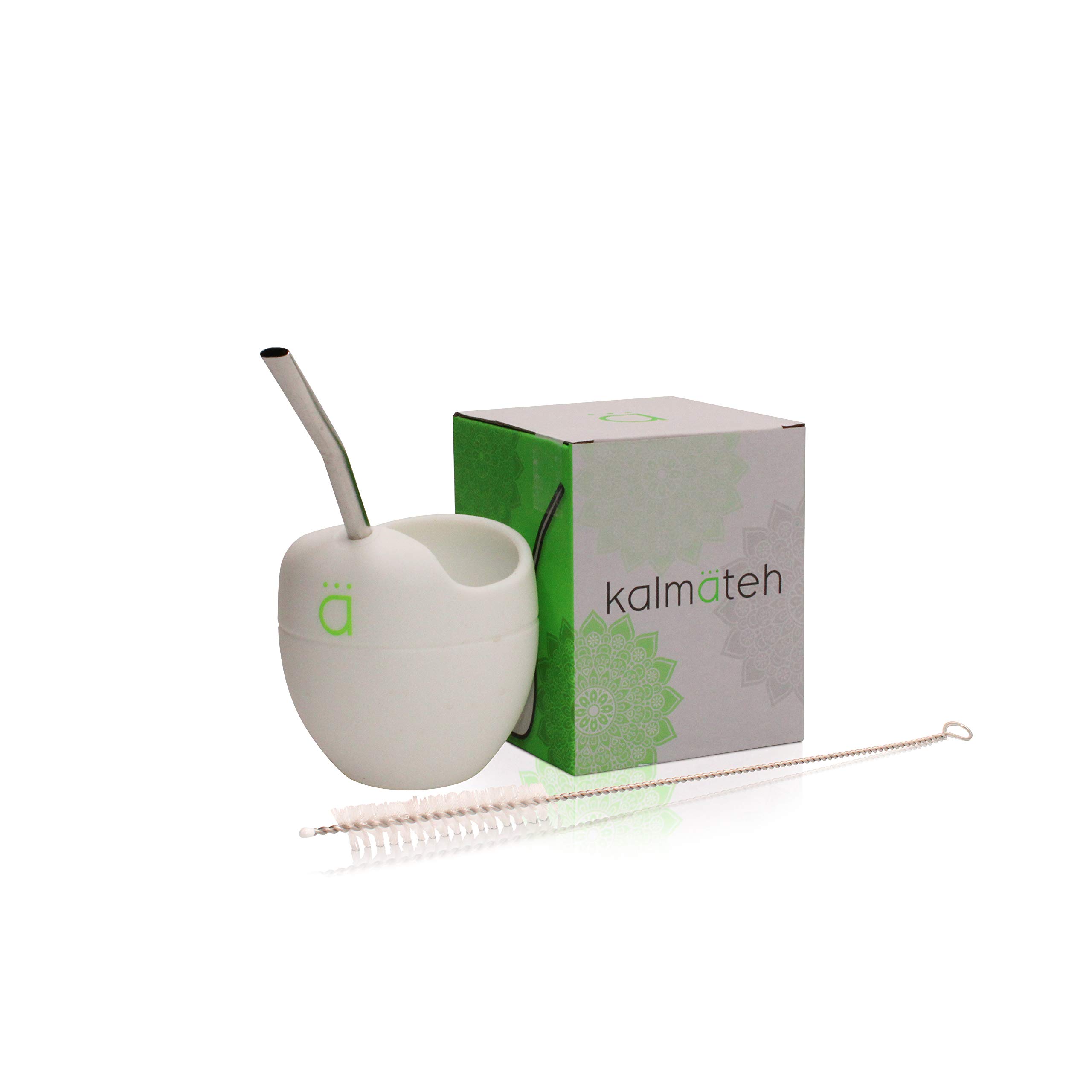 Premium Silicone Yerba Mate Gourd with Bombilla Straw & Cleaning Brush - BPA Free, Travel-Friendly, Easy to Clean (White) - Perfect for Outdoor Adventures, Camping & Traditional South American Tea Ceremonies
