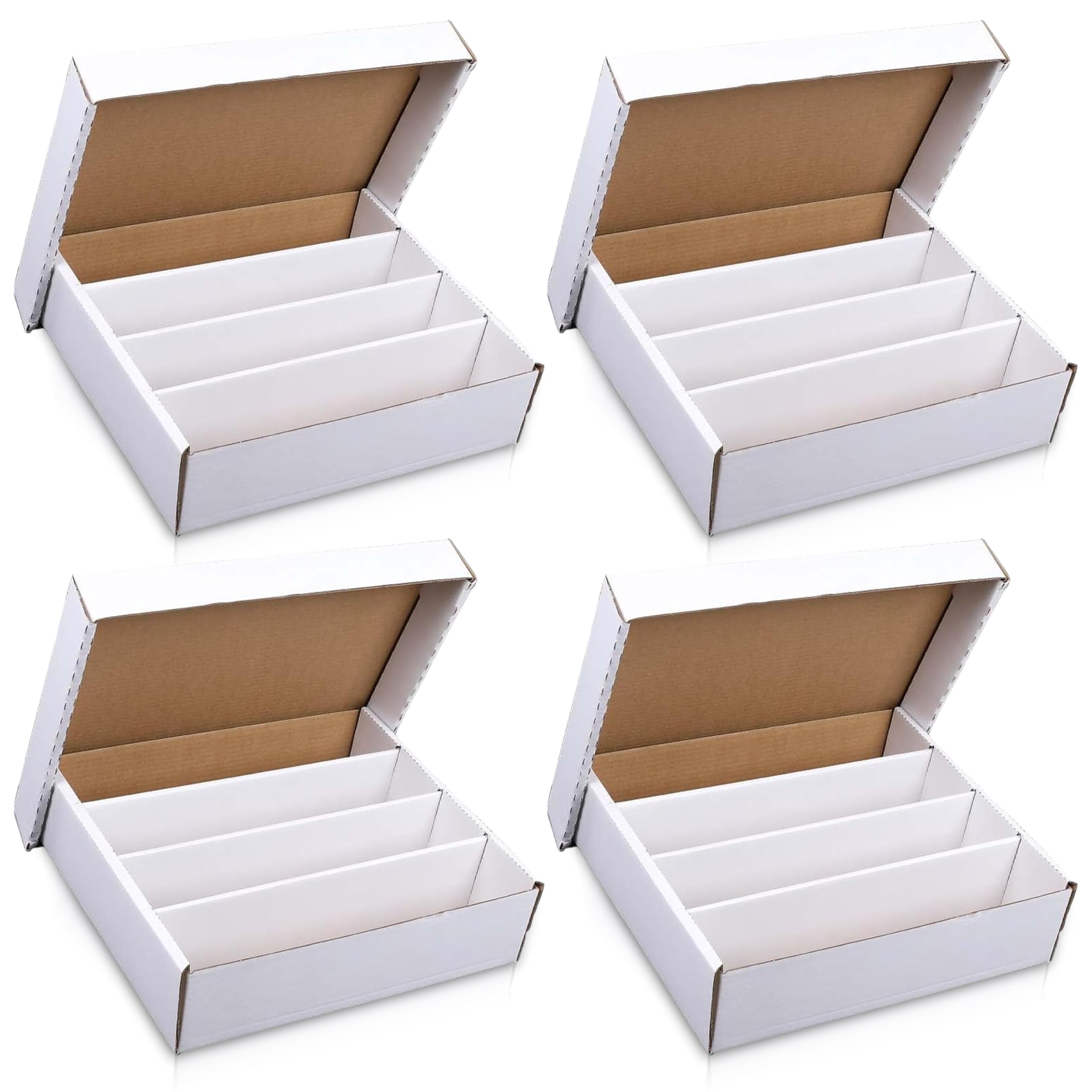 Premium 3200-Count Heavy-Duty Trading Card Storage Box - 4-Row Organizer with 200LB Strength for Baseball, Football, Basketball & Gaming Cards - USA Made Cardboard Box for Collectors & Card Show Storage