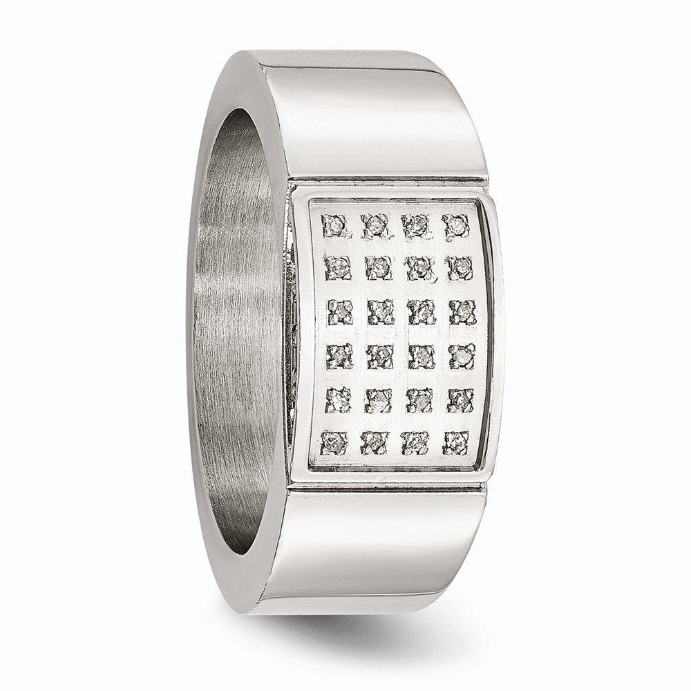 1.10ct Diamond Wedding Band Ring for Women - 9.5mm Polished Stainless Steel Engagement Ring - Perfect for Anniversary, Proposal & Everyday Wear