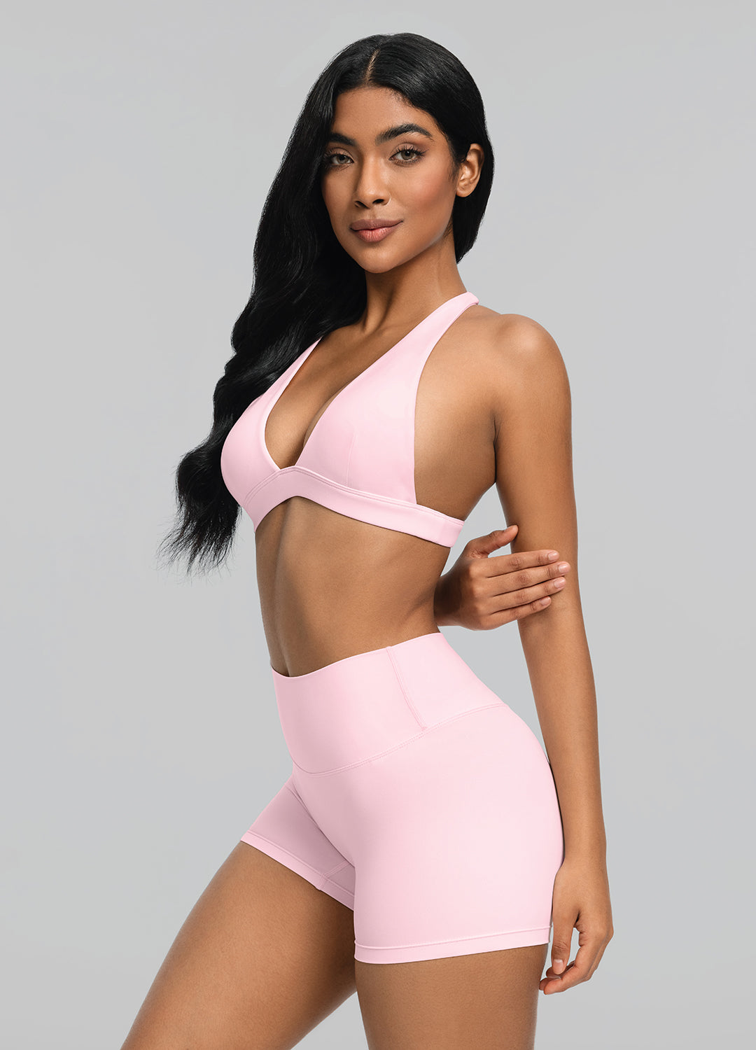 Women's Ballet Pink Micro Shorts - High Waisted Stretchy Comfort for Yoga, Running & Summer Outfits