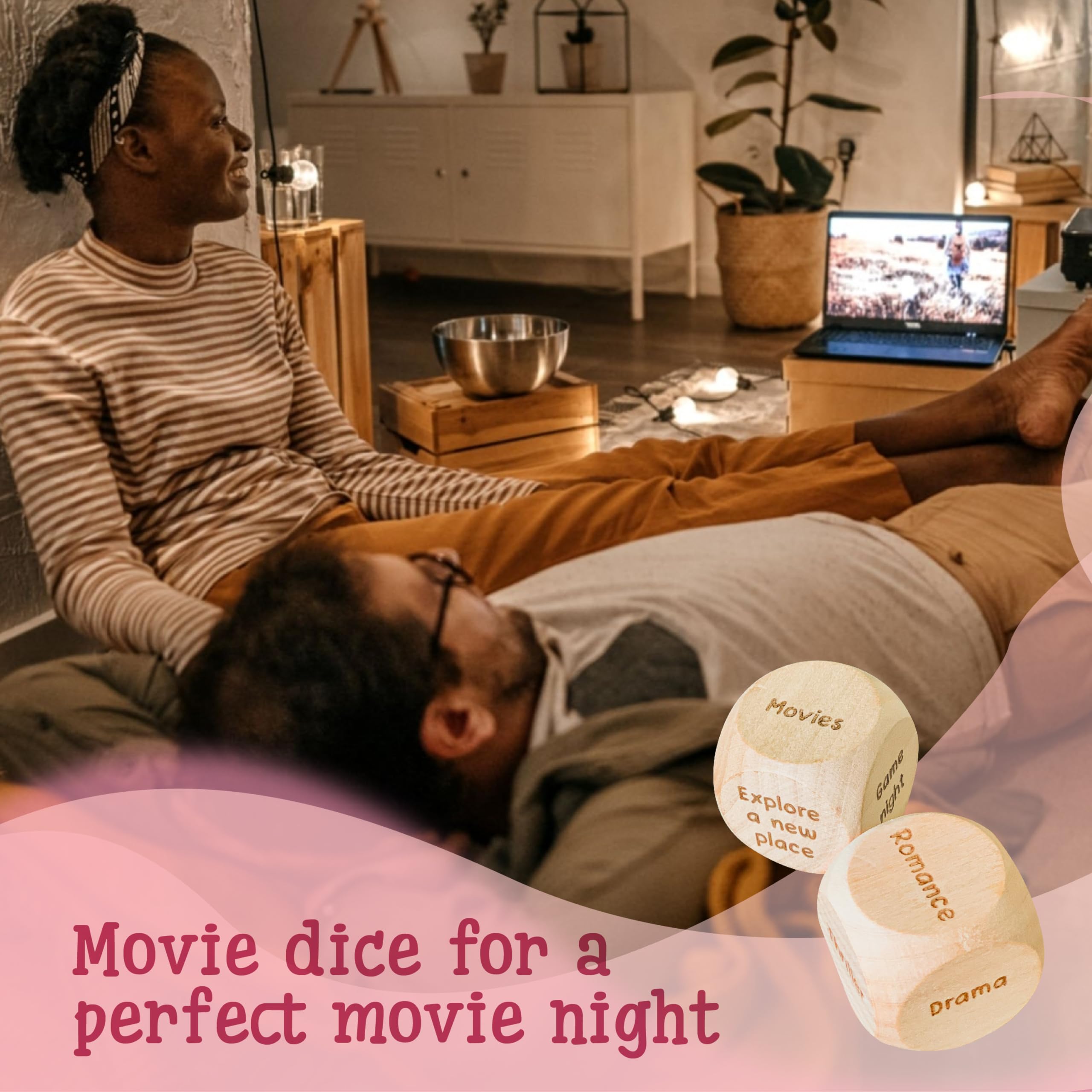 5th Anniversary Wooden Gift Set for Couples - Romantic Wedding Gifts for Him & Her, 5 Year Marriage Keepsake with Date Night Dice - Perfect for Anniversaries, Valentine's Day & Romantic Evenings at Home