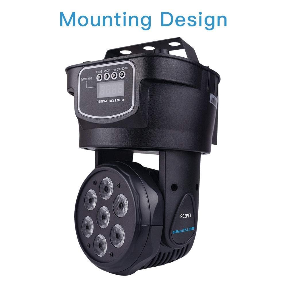 BETOPPER RGBW Moving Head DJ Lights - 7x8W 4 Pack Sound Activated & DMX Lighting for Stage, Party, Live Shows, Bar, Disco - Perfect for Nightclubs, Wedding Receptions & Concert Lighting Effects