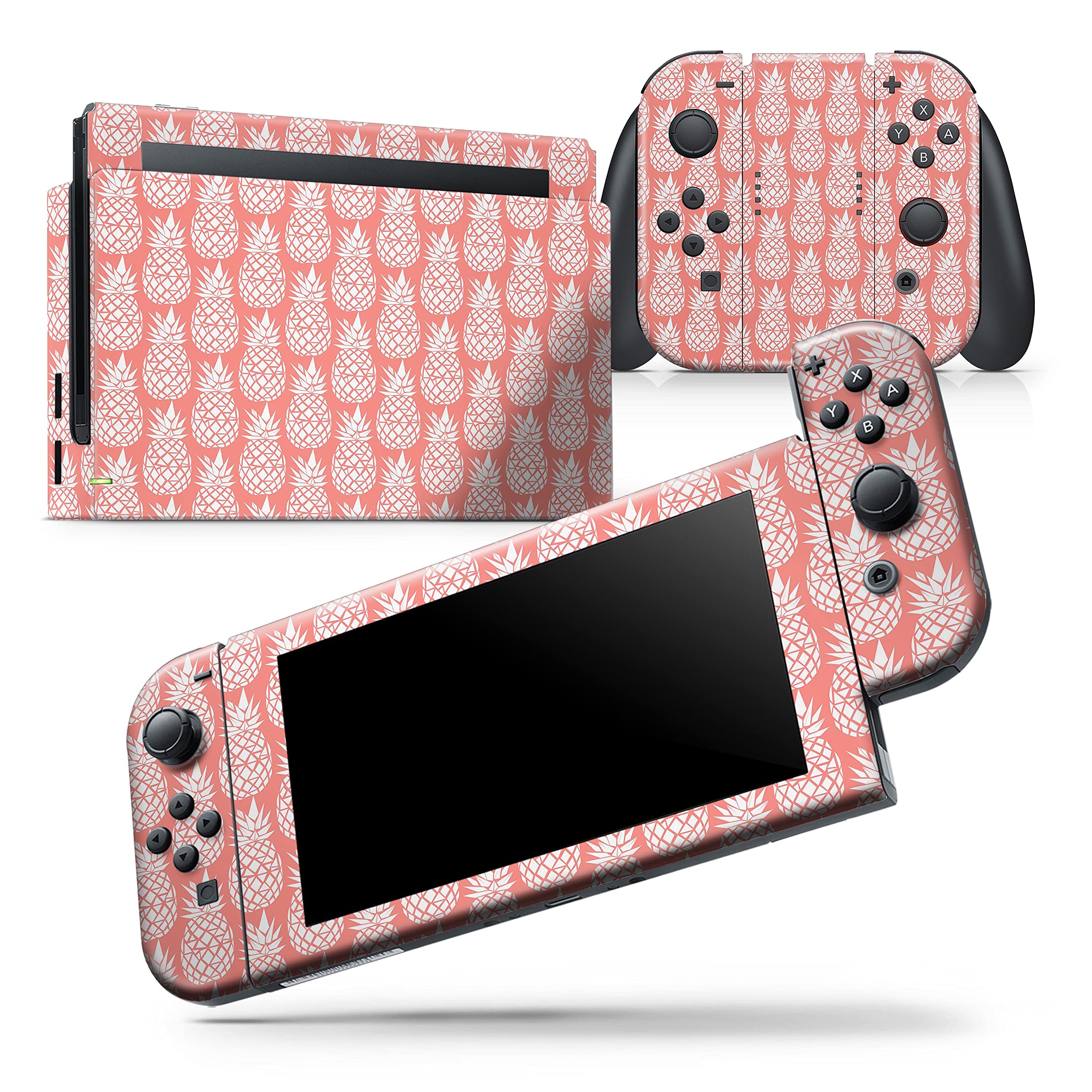 Nintendo Switch Skin Decal Cover - Tropical Pineapple Design, Scratch-Resistant Removable Vinyl Wrap for Switch Console (Compatible with All Models) - Perfect for Summer Gaming & Tropical Themed Decor