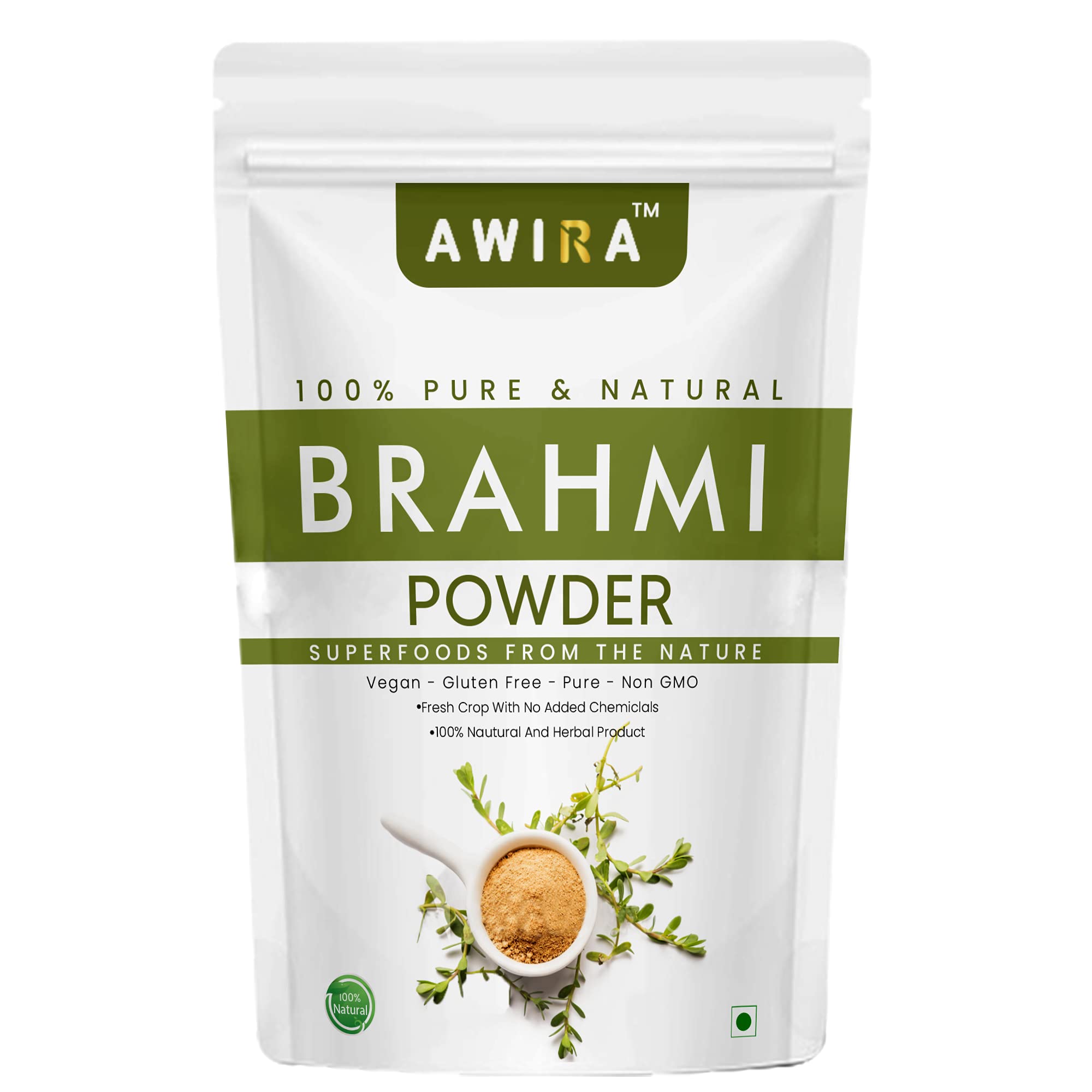 Awira Brahmi Powder for Hair Growth & Thickening | 100% Natural Pure Herbal Supplement (500g) | Promotes Healthy Scalp & Stronger Hair for Men & Women