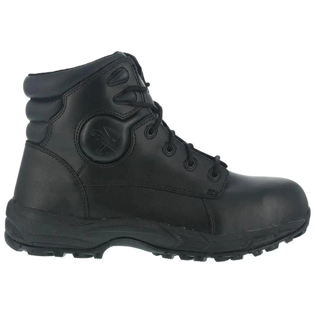 Men's Black Steel Toe Work Boots - 6 Inch Ground Finish Safety Shoes for Construction, Warehouse & Outdoor Work