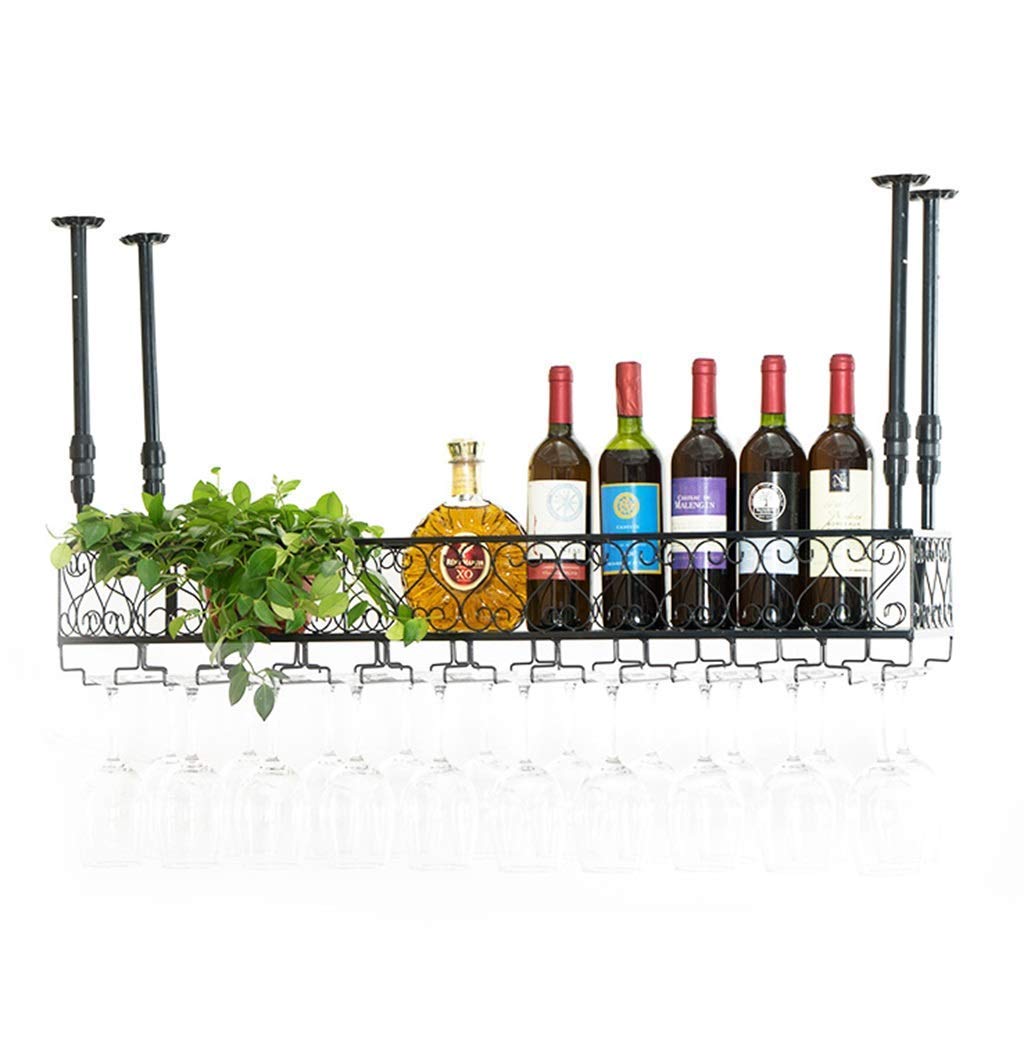 Premium Metal Iron Wine Rack - Wall Mounted Hanging Wine Glass Holder for Bar, Restaurant & Home - 150x30cm Storage Shelf for Wine Bottles, Champagne & Stemware - Perfect for Kitchen, Dining Room & Wine Cellar Organization