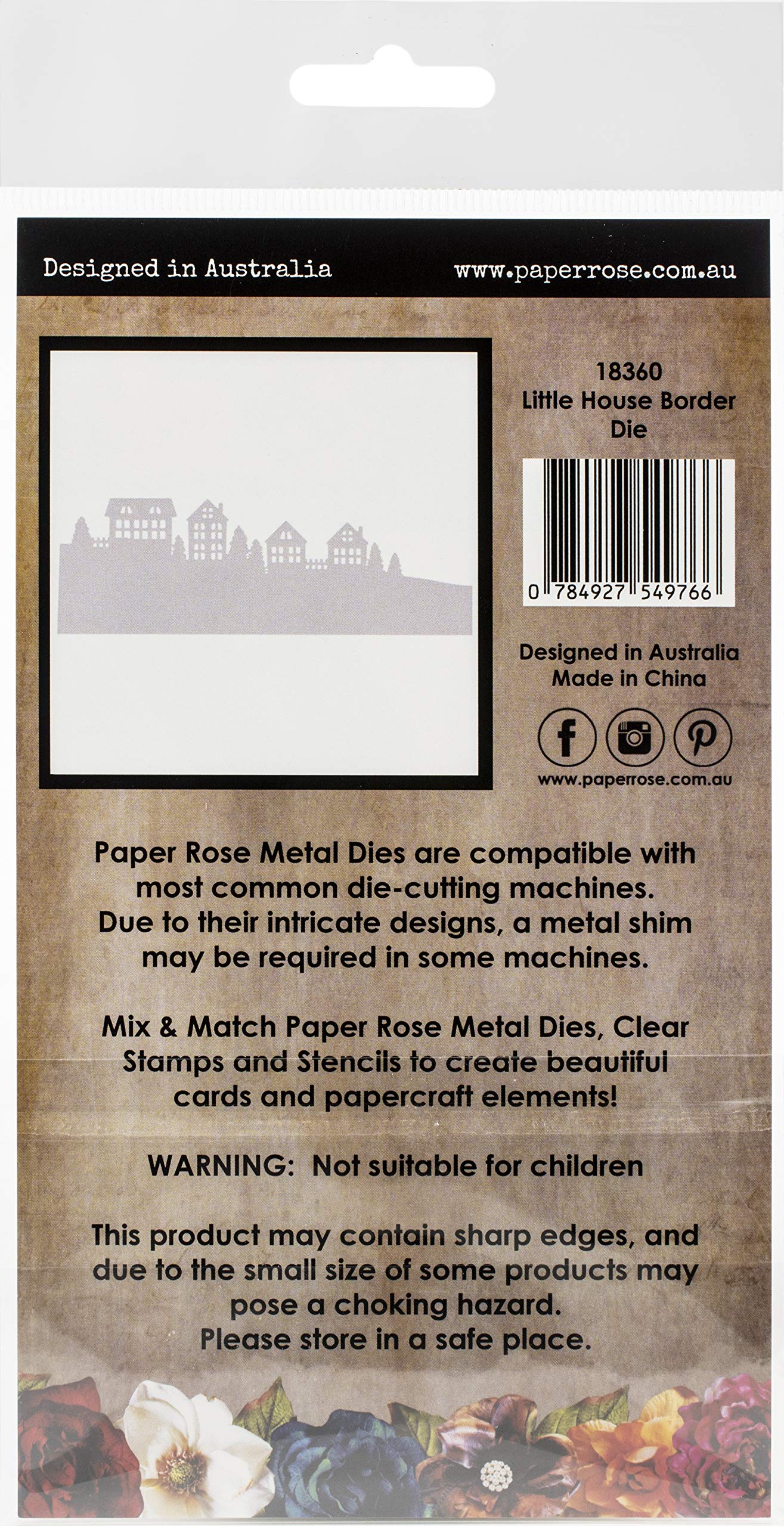 3PL Paper Rose Dies - Little Houses Border for Scrapbooking