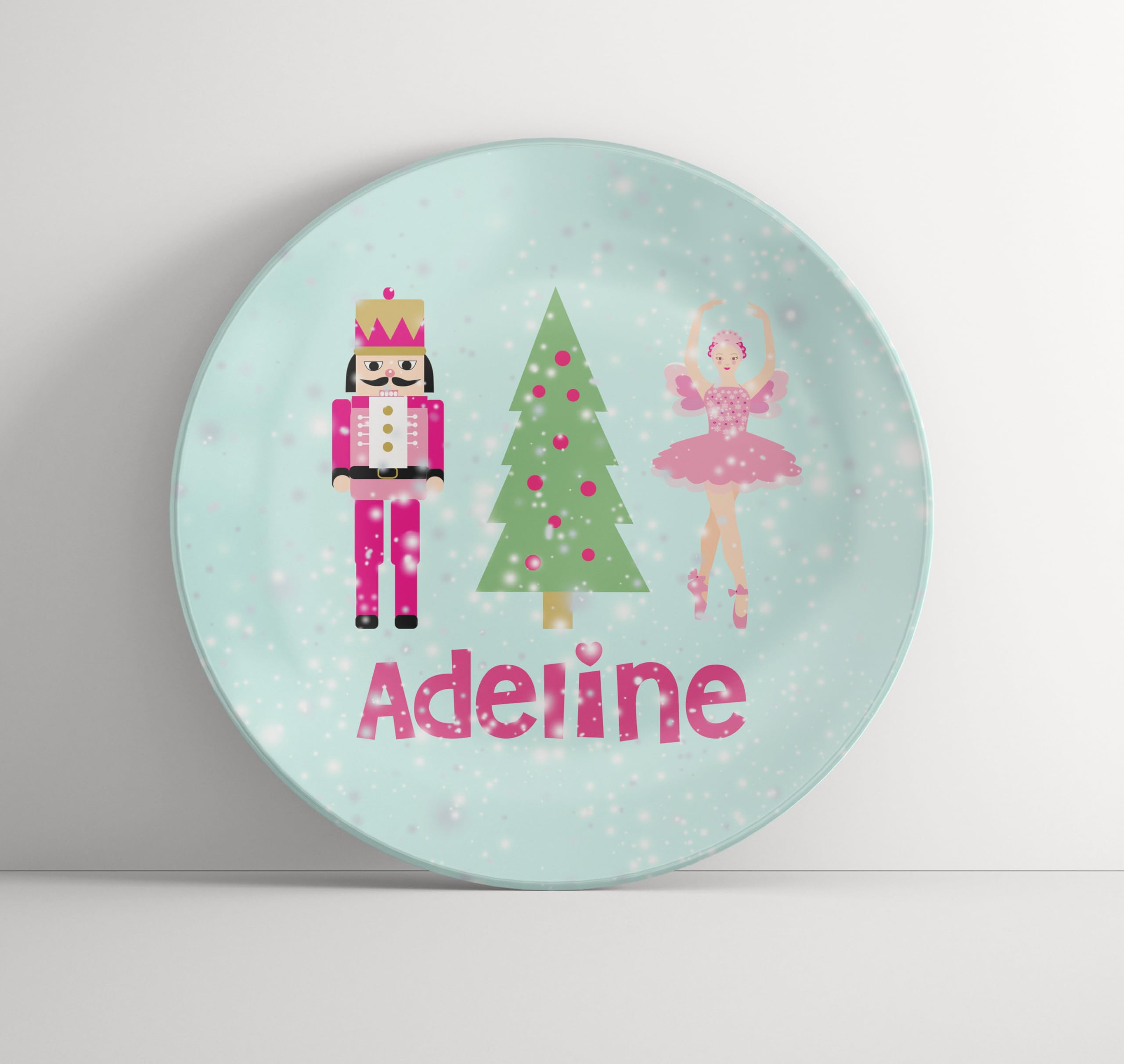 Personalized Christmas Plate with Pink Nutcracker Design - Custom Holiday Dinnerware for Festive Gatherings & Christmas Decor