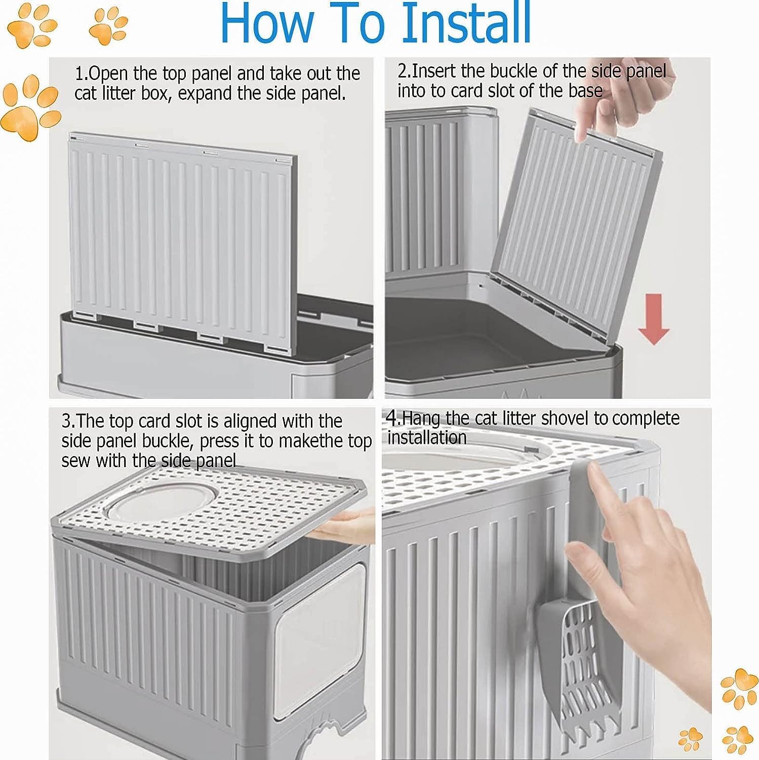 Foldable Cat Litter Box - Extra Large Enclosed Cat Toilet with Front & Top Entry | Anti-Splashing Design for Indoor Cats | Perfect for Small Spaces & Travel