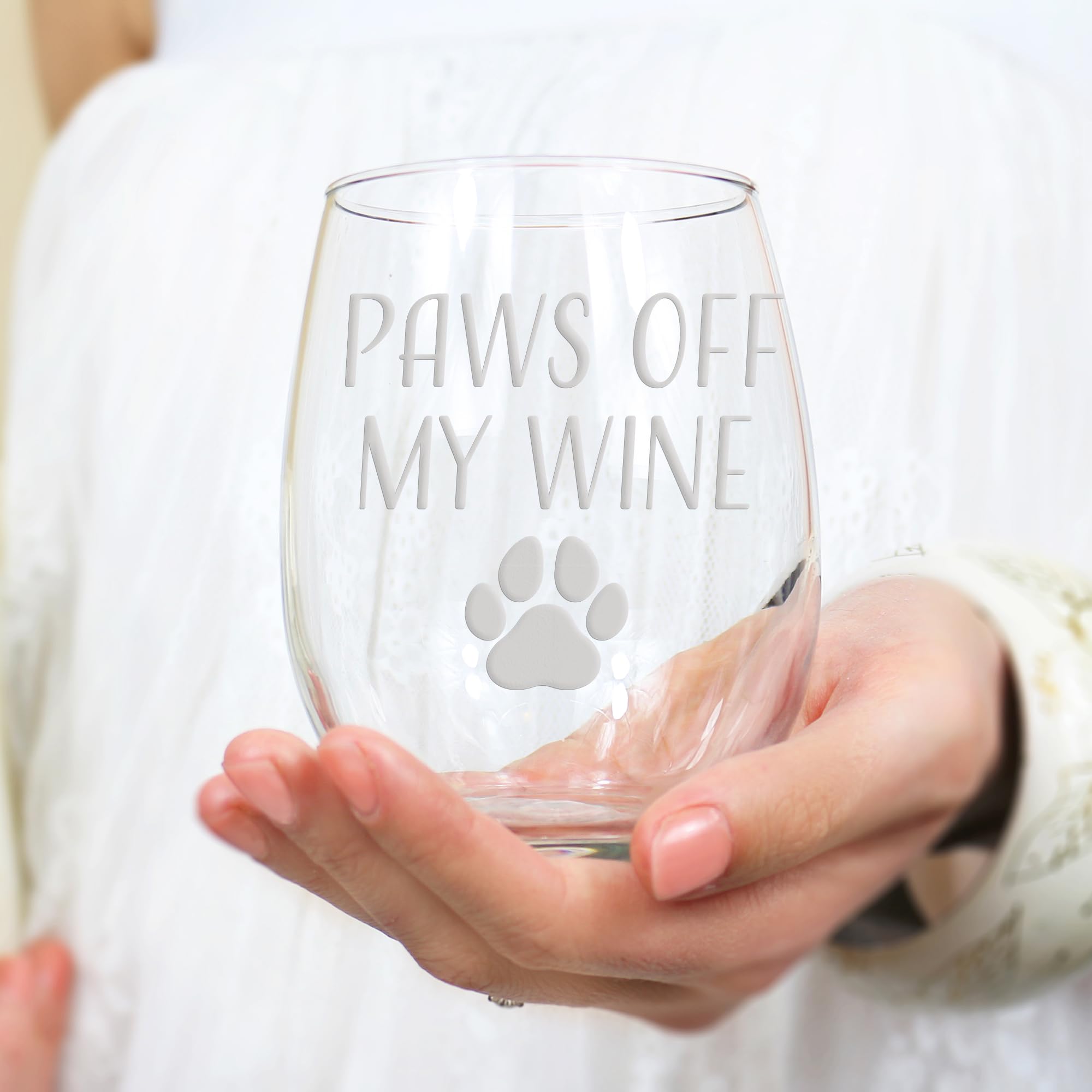 Paws Off My Wine Stemless Glass for Dog Moms - Perfect Dog Lover Gift, Funny Wine Cup for Pet Owners - Great for Housewarming, Birthday Parties & Relaxing with Your Pup