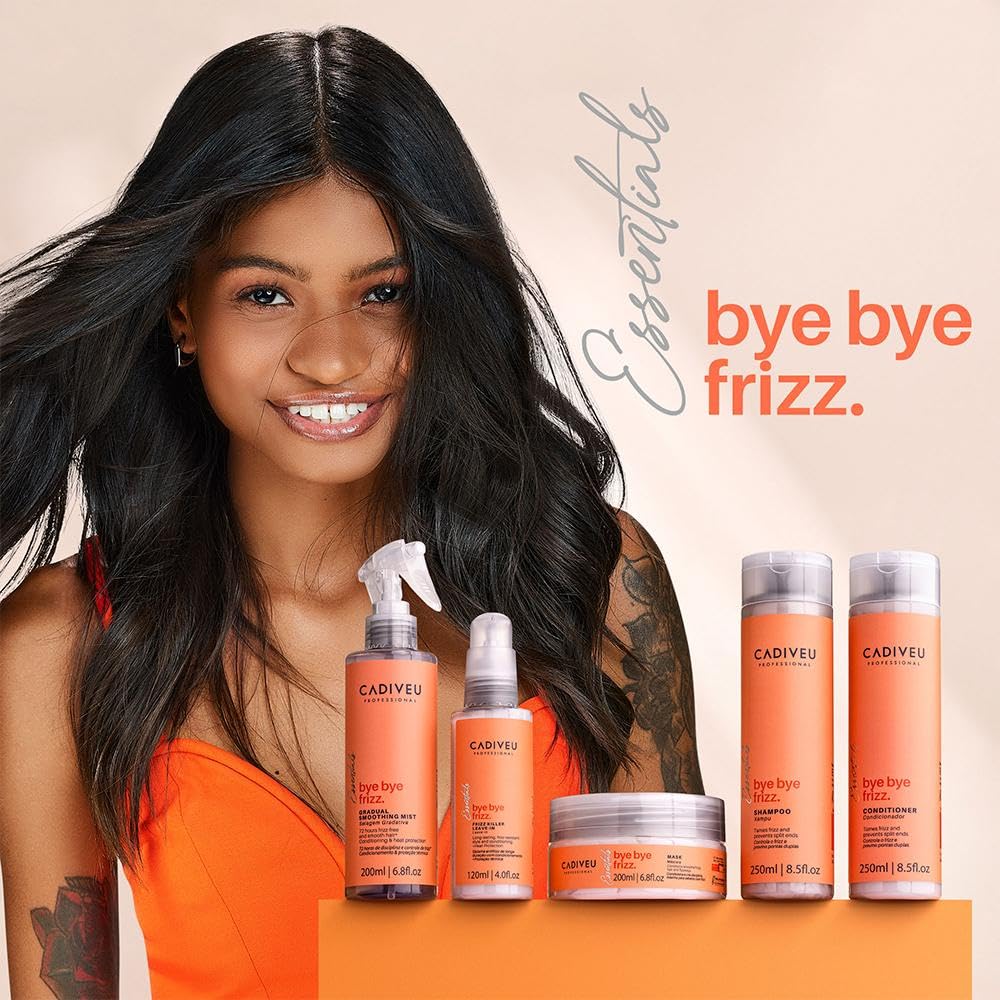 CADIVEU Anti-Frizz Shampoo for Smooth & Shiny Hair - 8.5oz (250ml) - Sulfate Free & Keratin Enriched - Perfect for Dry, Damaged & Curly Hair Care - Salon Quality Results at Home