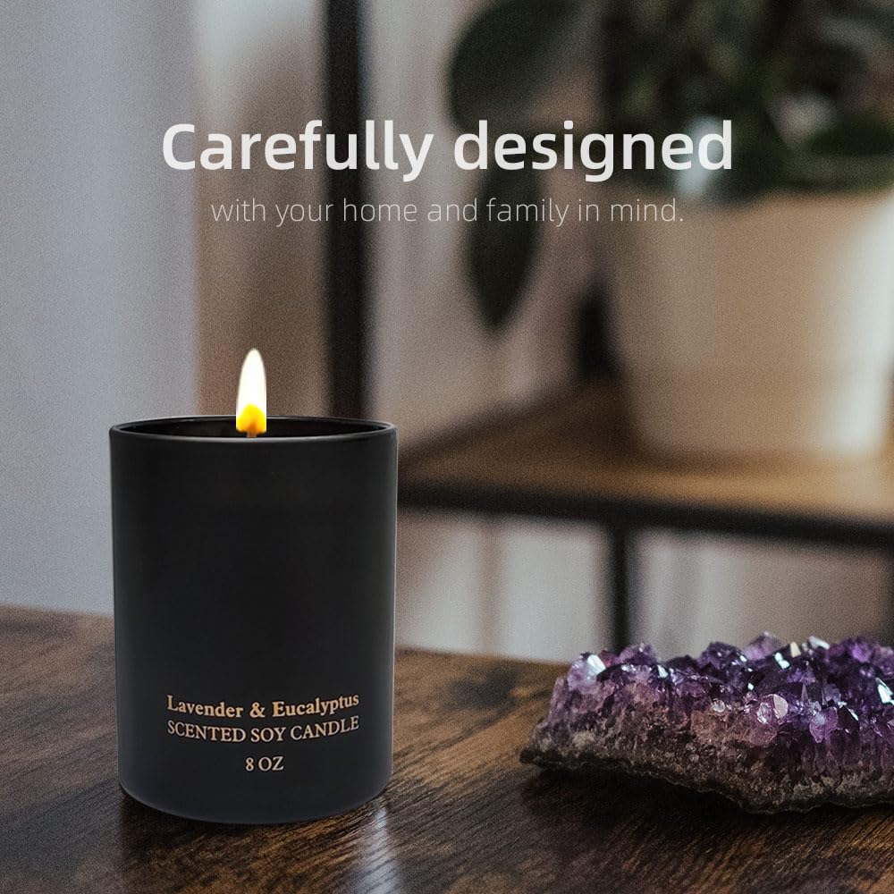 Kelly's Custom Lavender Eucalyptus Scented Soy Candle - 8oz Aromatherapy Candle Gift for Women, Friends, Birthday & Christmas - 45 Hours Burn Time - Perfect for Relaxation, Spa Nights & Home Decor