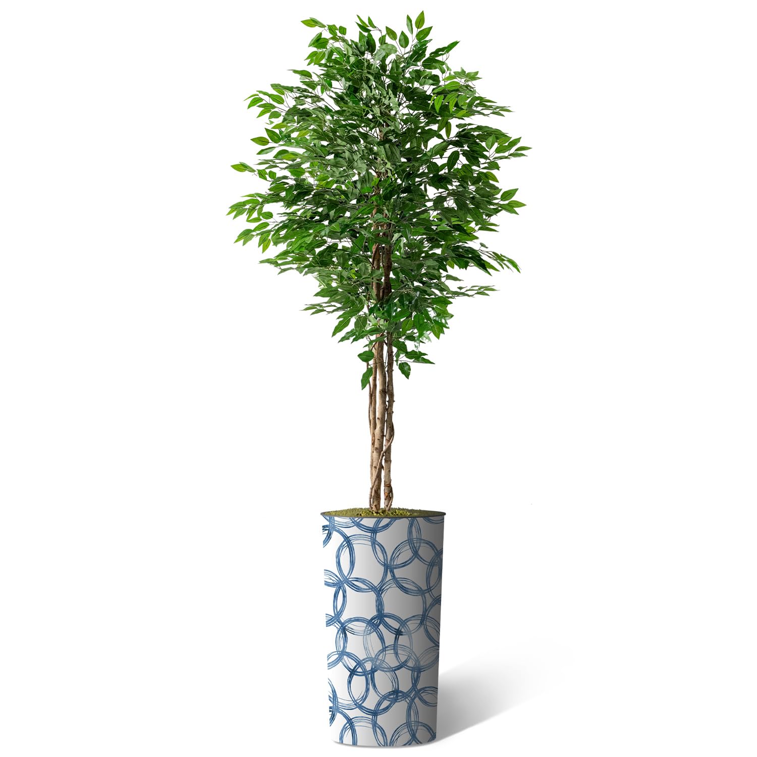 Artificial Ficus Silk Tree in Geometric Planter - 75