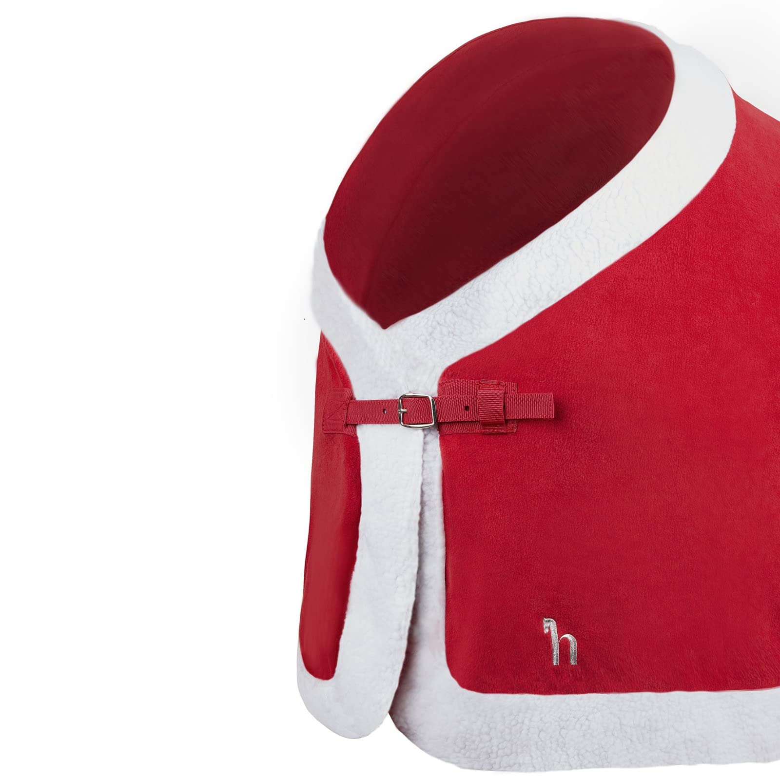 HORZE Santa Christmas Fleece Horse Cooler Blanket with Faux Fur - Red - 72 Inch for Winter Horse Riding & Stable Comfort - Perfect for Holiday Equestrian Gifts & Festive Horse Shows