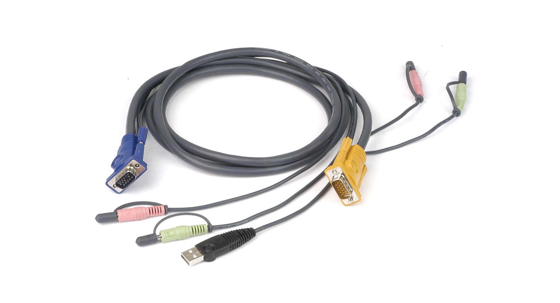 IOGEAR Micro-Lite Bonded All-in-One USB KVM Cable - 6 Feet (1.8m) for PC & Mac - G2L5302U - Perfect for Home Office & Server Room Setup