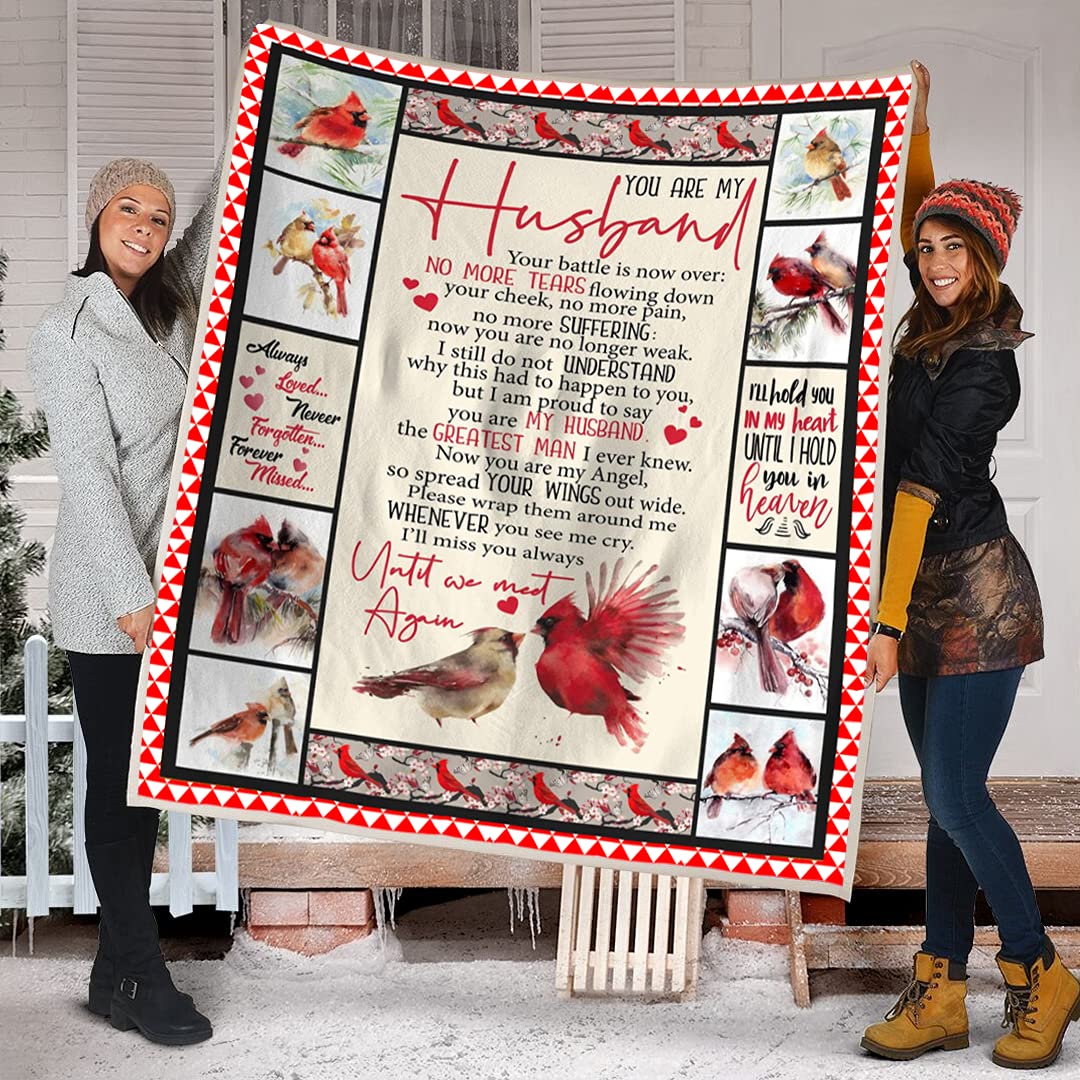 Cardinal Birds You Are My Husband Fleece Blanket - Romantic Birthday Gift from Wife, Perfect for Couch, Bed, and Outdoor Adventures