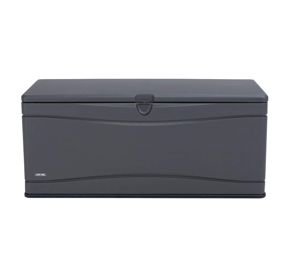 LIFETIME 60298 Heavy Duty 130-Gallon Outdoor Storage Deck Box - Waterproof & Weather-Resistant - Perfect for Patio Furniture Covers, Pool Toys, and Garden Tools Storage (Gray)