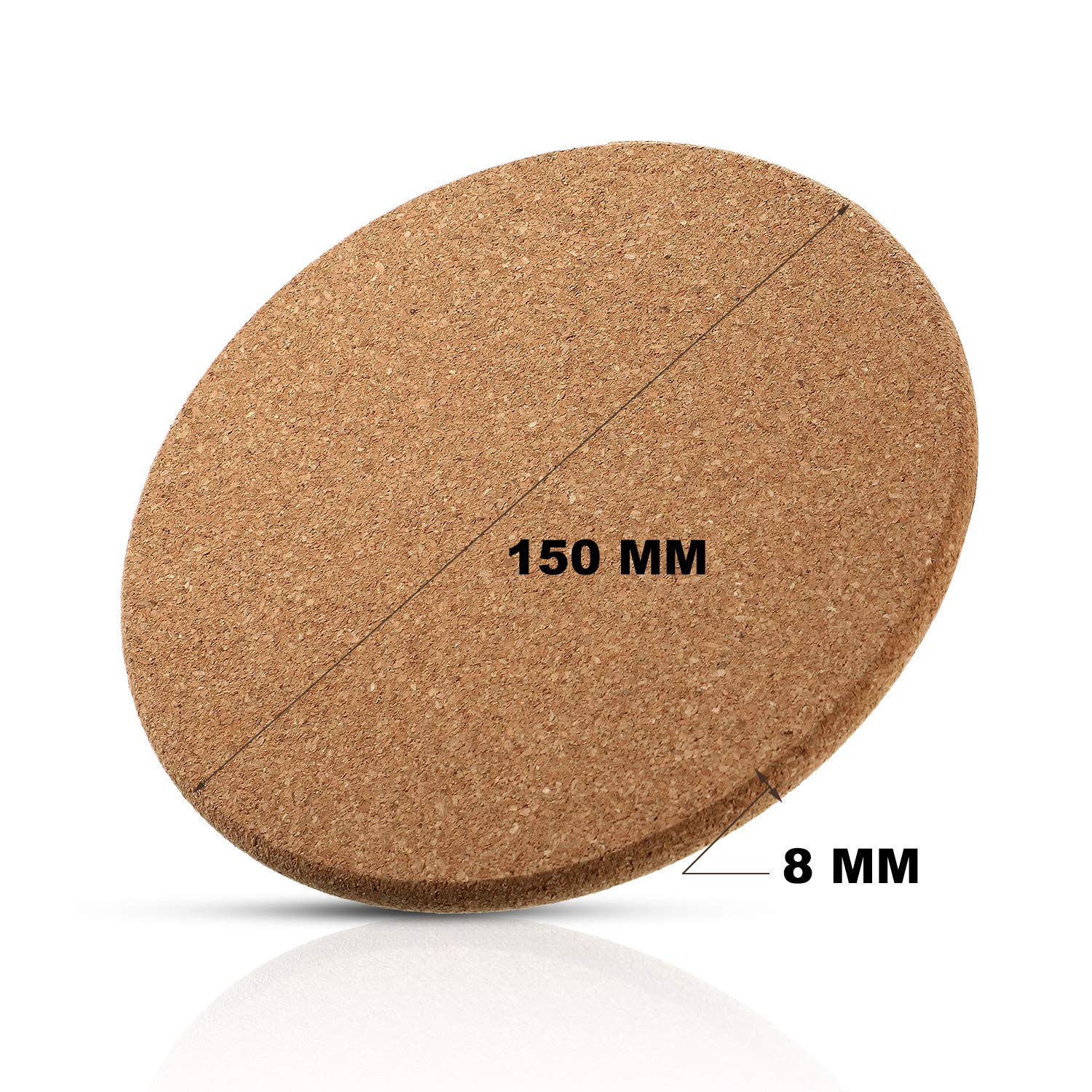 6-Pack Absorbent Cork Coasters for Drinks - 6 Inch Round Wooden Coasters for Coffee Tables, Dining Tables & Desks - Natural Cork Drink Pads for Home & Office Use