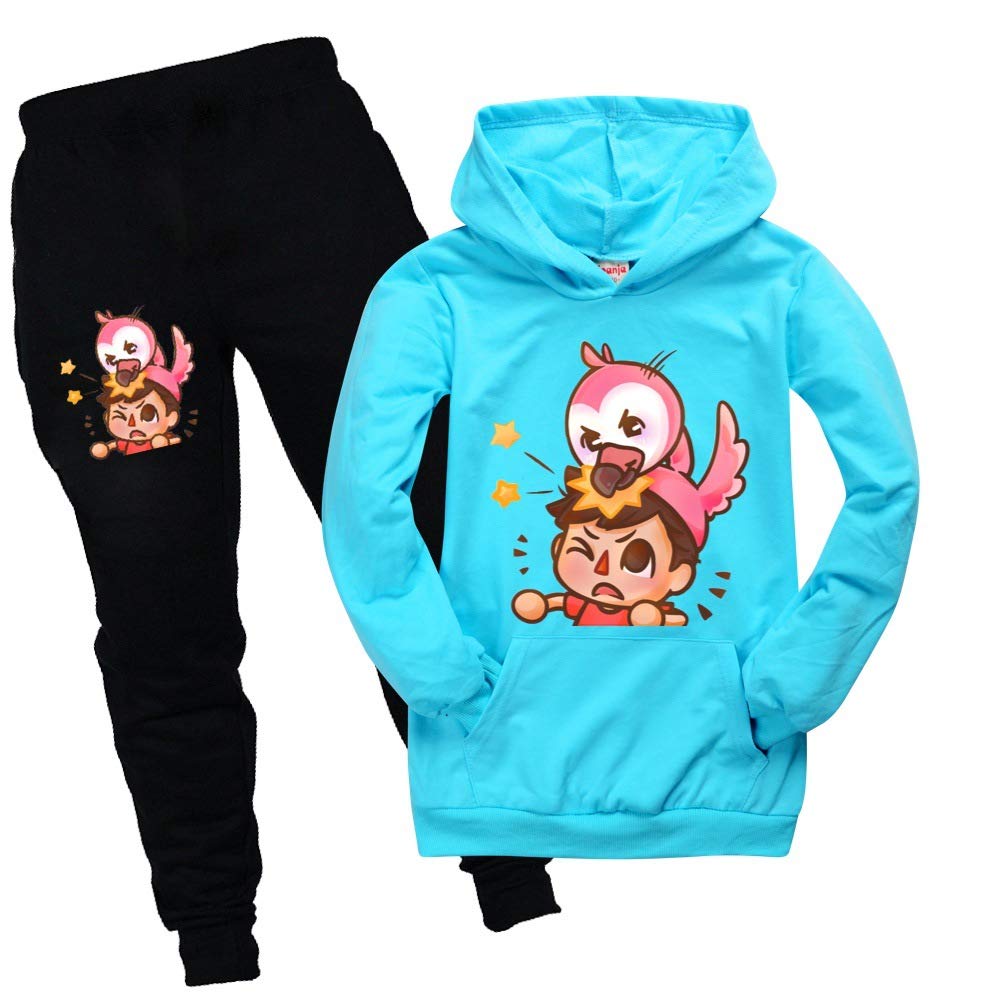 Alberts-Stuff Flamingo Print Boys & Girls Pullover Hoodie Set - Trendy Teen Sweatshirt Outfit for Casual Wear, School & Outdoor Activities