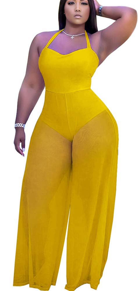 Sexy Jumpsuits for Women - Summer Mesh See Through Long Pants One Piece Outfit | Vacation, Beach Party & Nightclub Wear