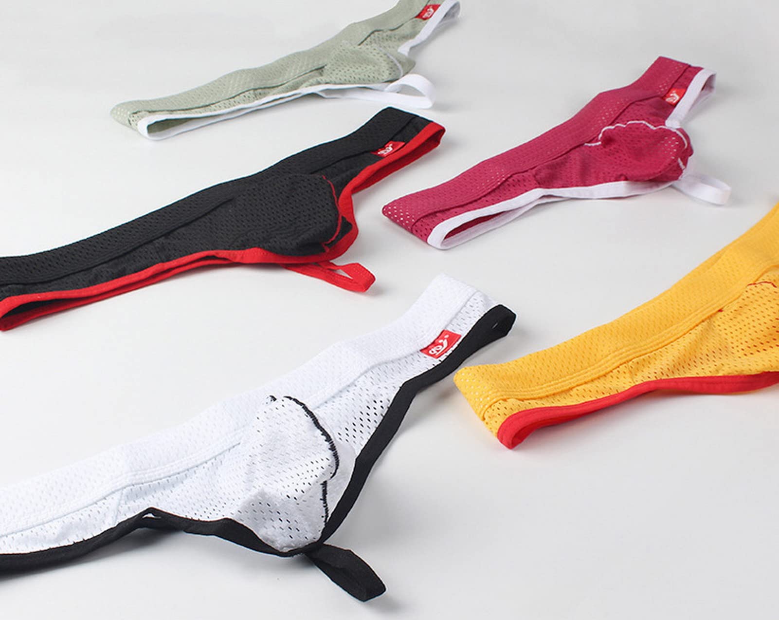 Faringoto Men's Low Rise Nylon Mesh Thong Underwear - Ultra Breathable & Comfortable for Daily Wear, Gym, and Sports Activities
