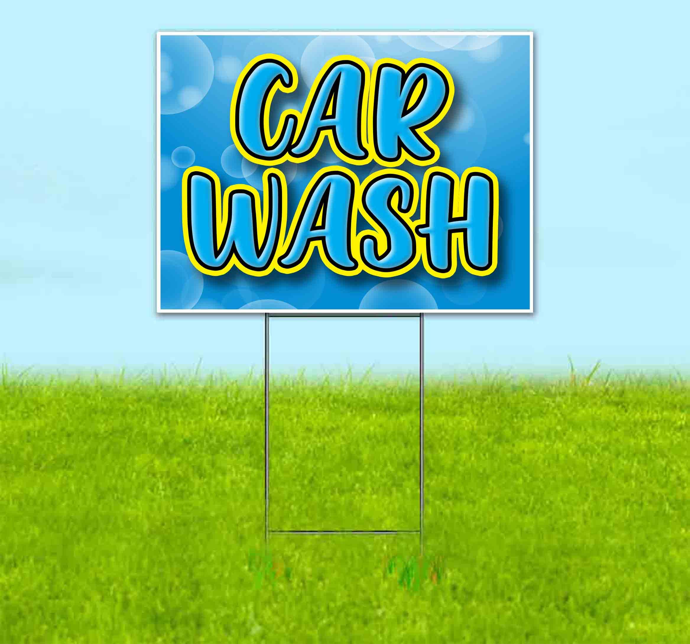 Premium Car Wash Bubbles Yard Sign (18