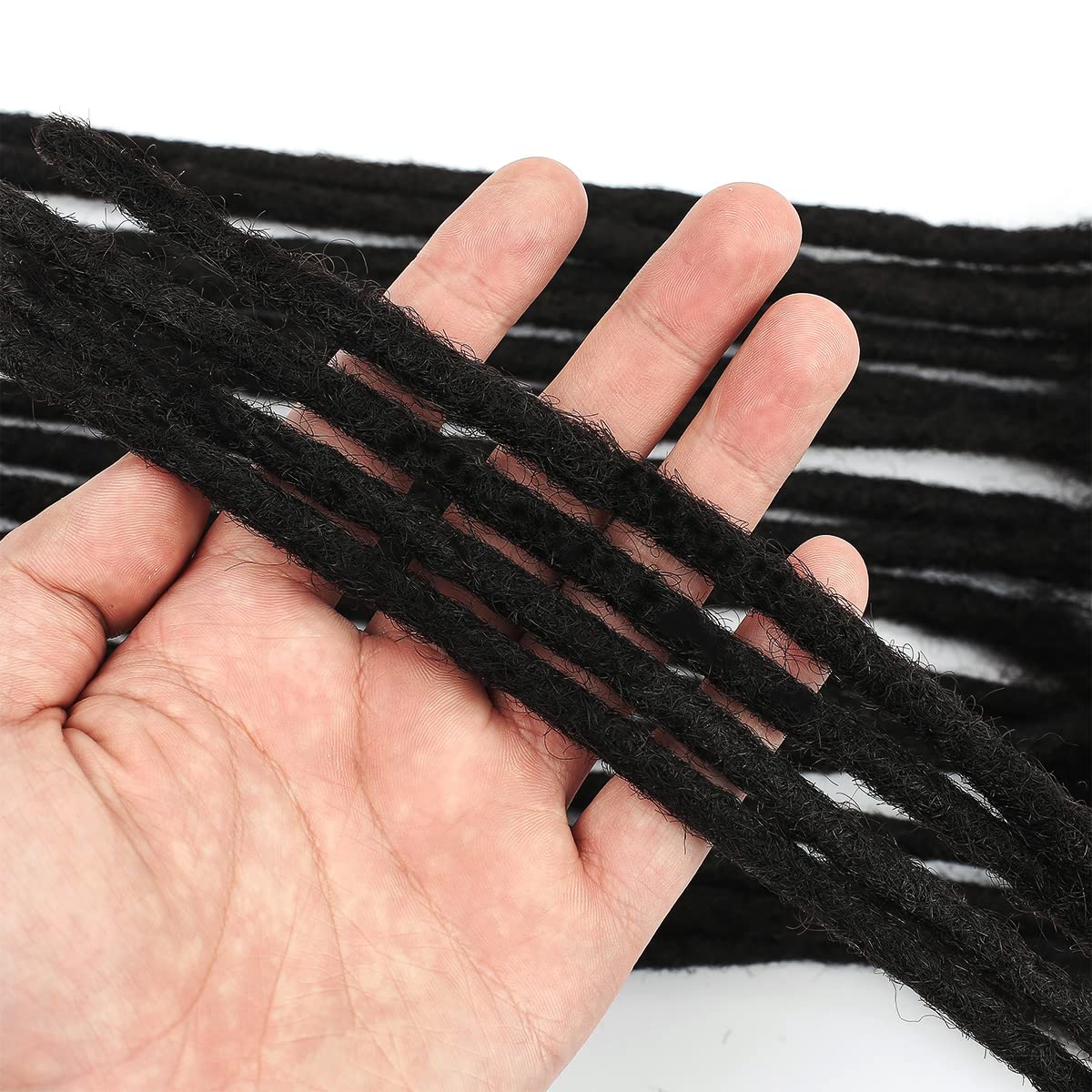 100% Handmade Permanent Locs Dreadlock Extensions - 10 Inch 100 Strands Natural Black Human Hair for Women, Men & Kids (0.8cm Thickness) | Perfect for Protective Styling, Boho Looks & Natural Hair Care