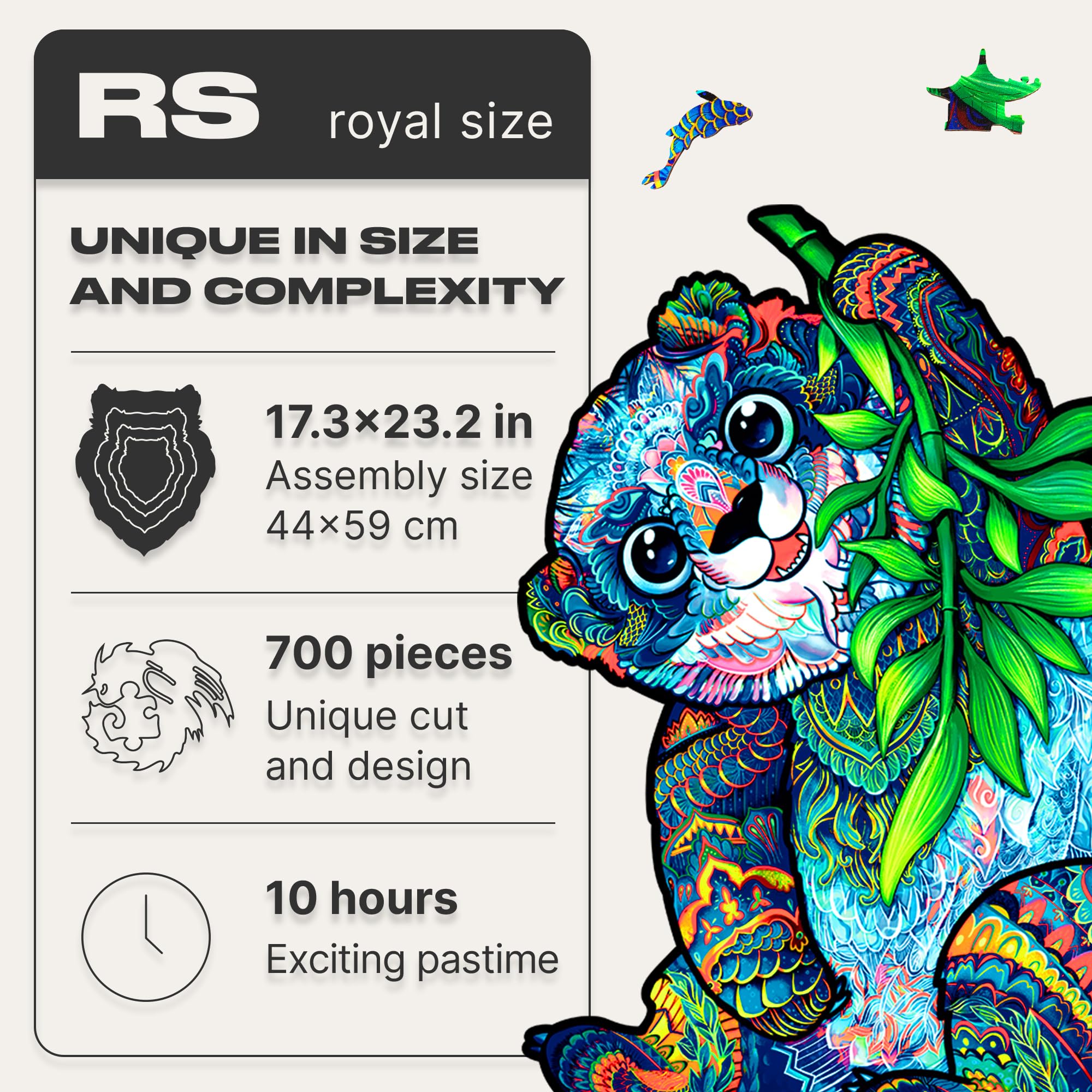 UNIDRAGON Premium 700-Piece Wooden Jigsaw Puzzle - Serious Panda Art, Large 17.3x23.2 Inches, Unique Shaped Pieces, Perfect Gift for Adults & Kids | Fun Family Activity, Home Decor, Stress Relief & Brain Teaser