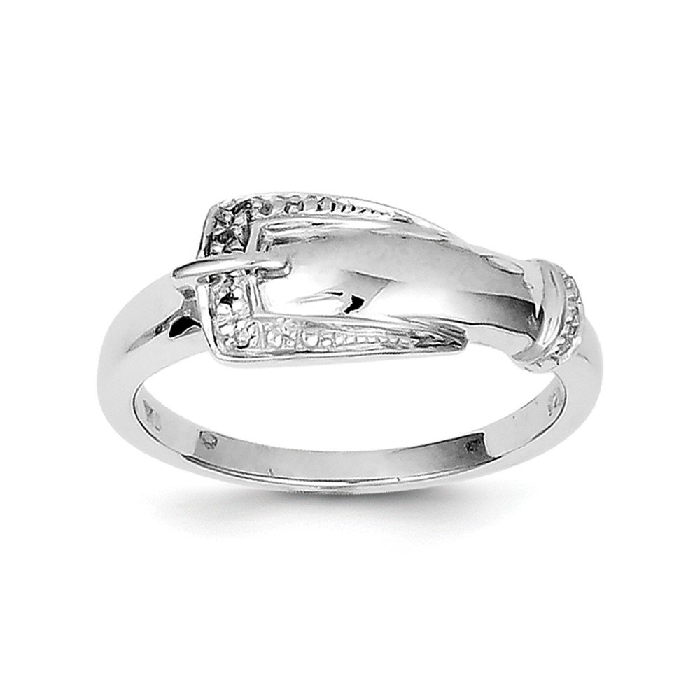Diamond2Deal 925 Sterling Silver Diamond Buckle Ring for Women - 0.01ct Genuine Diamond, Adjustable Size, Elegant Jewelry Gift for Anniversary, Valentine's Day & Special Occasions