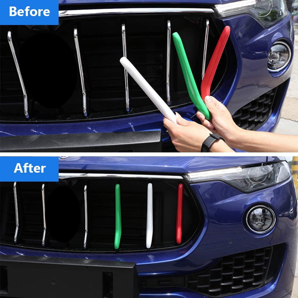 Glossy Black 3D Front Grill Strips for Maserati Levante (2017-2018) - 3-Piece Car Grille Trim Inserts | Premium Exterior Decoration & Protection for Luxury SUVs