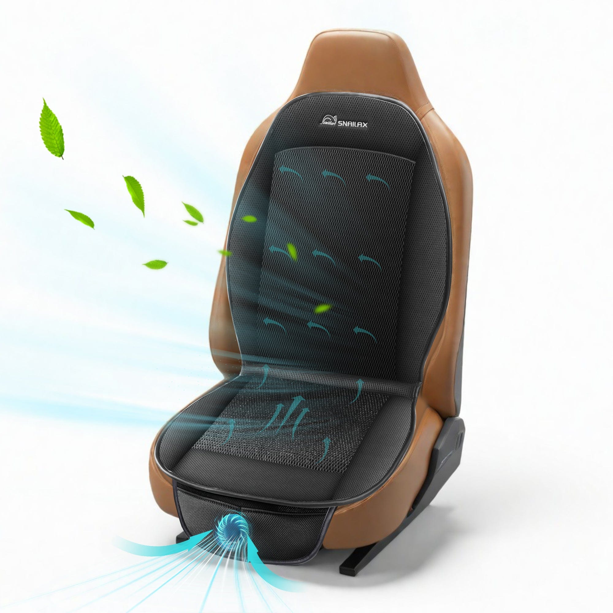 Snailax Cooling Car Seat Cover with 3 Adjustable Air Speeds - Universal Fit for Most Cars, SUVs & Trucks - USB Charging - Stay Cool on Long Drives & Road Trips