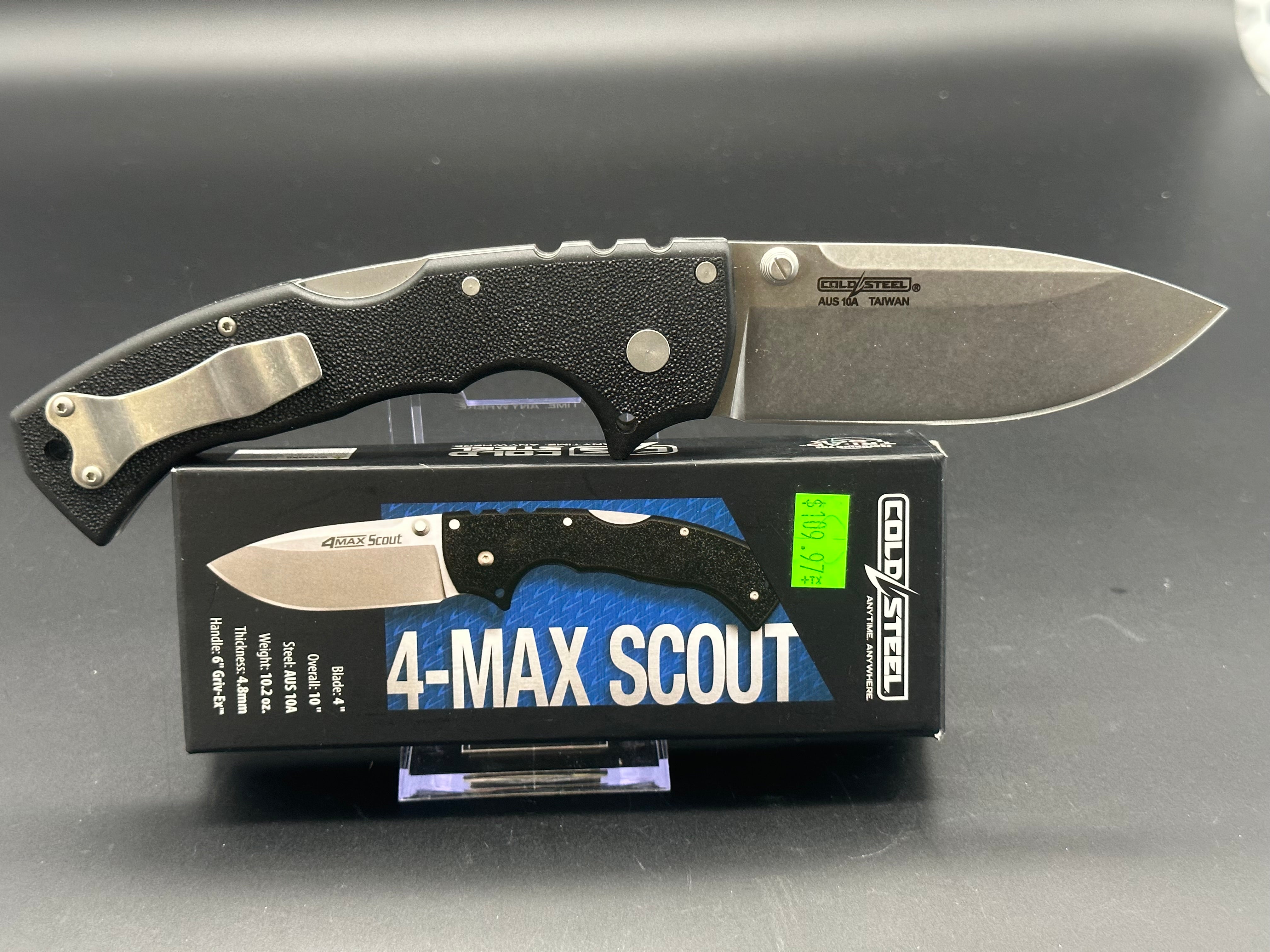 Cold Steel 4 Max Scout Folding Knife - Premium EDC Pocket Knife with High Carbon Steel Blade for Outdoor, Camping, Hunting & Survival Gear