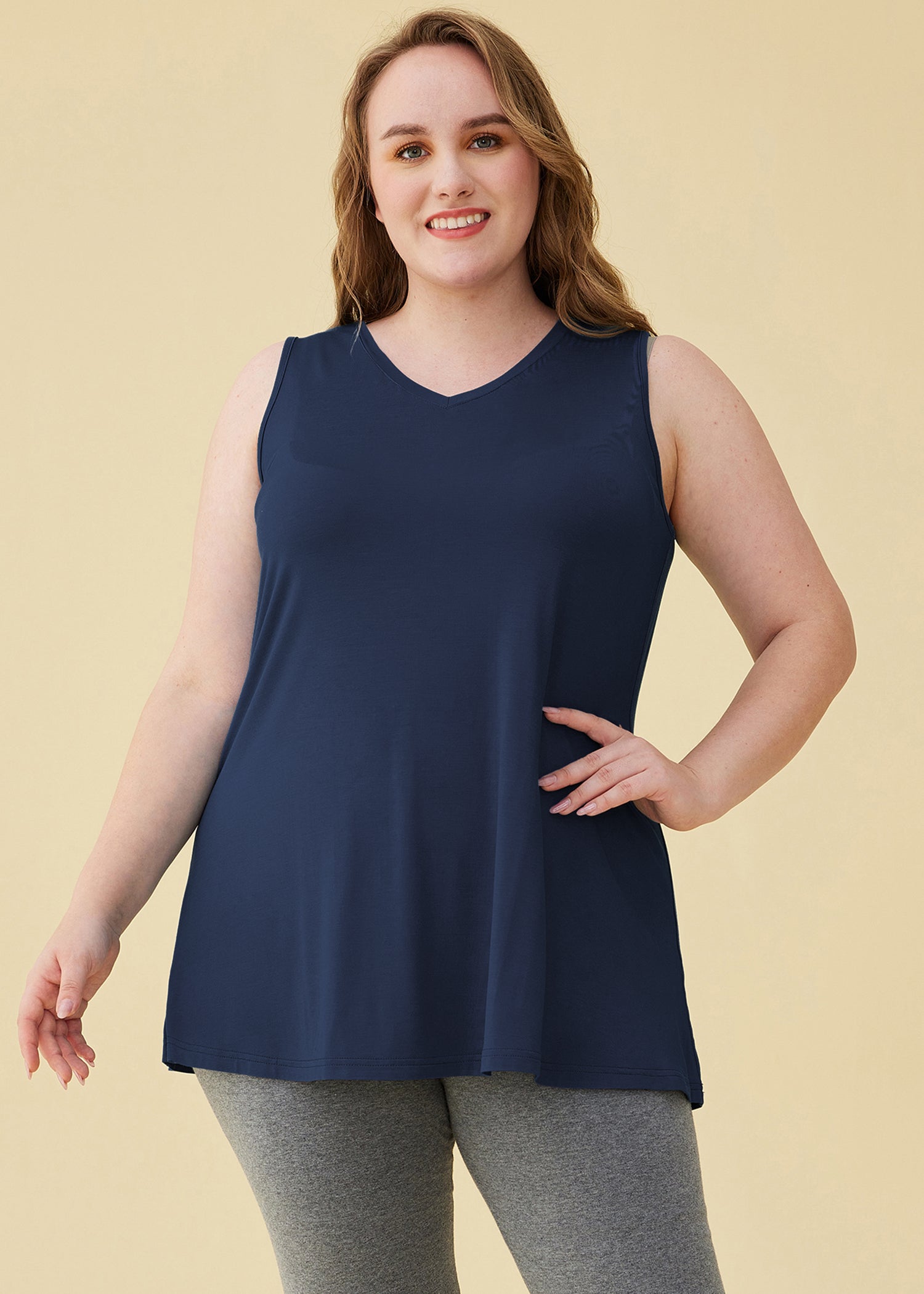 Women's Bamboo Viscose Sleeveless Tunic Top - Soft Flowy Pajama Tank for Sleep & Lounge - Perfect for Yoga, Travel & Summer Comfort