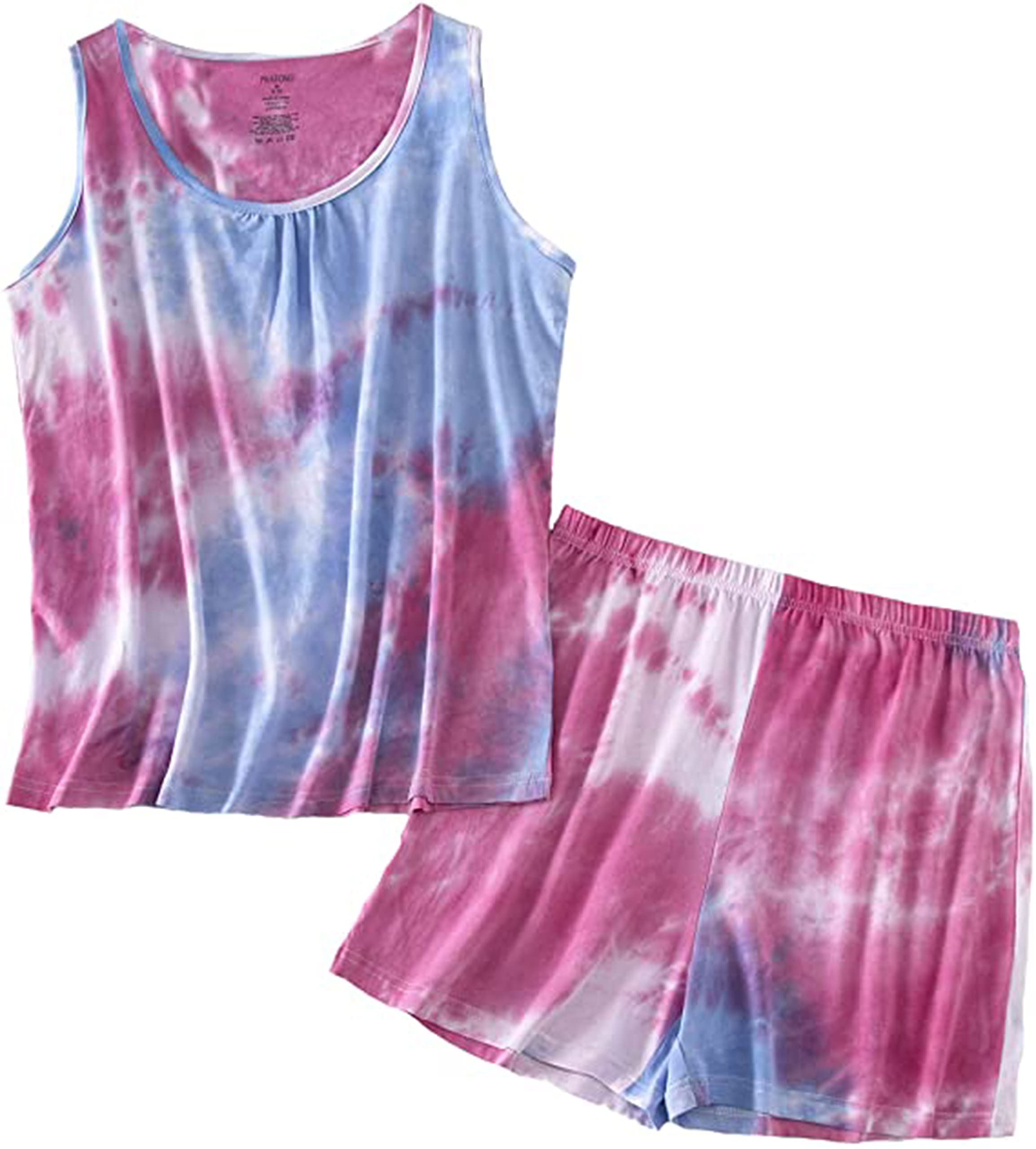 PNAEONG Women's Cotton Sleepwear Set - Comfortable Tank Top & Shorts Pajamas for Lounge & Nightwear | Perfect for Summer, Travel & Relaxing at Home
