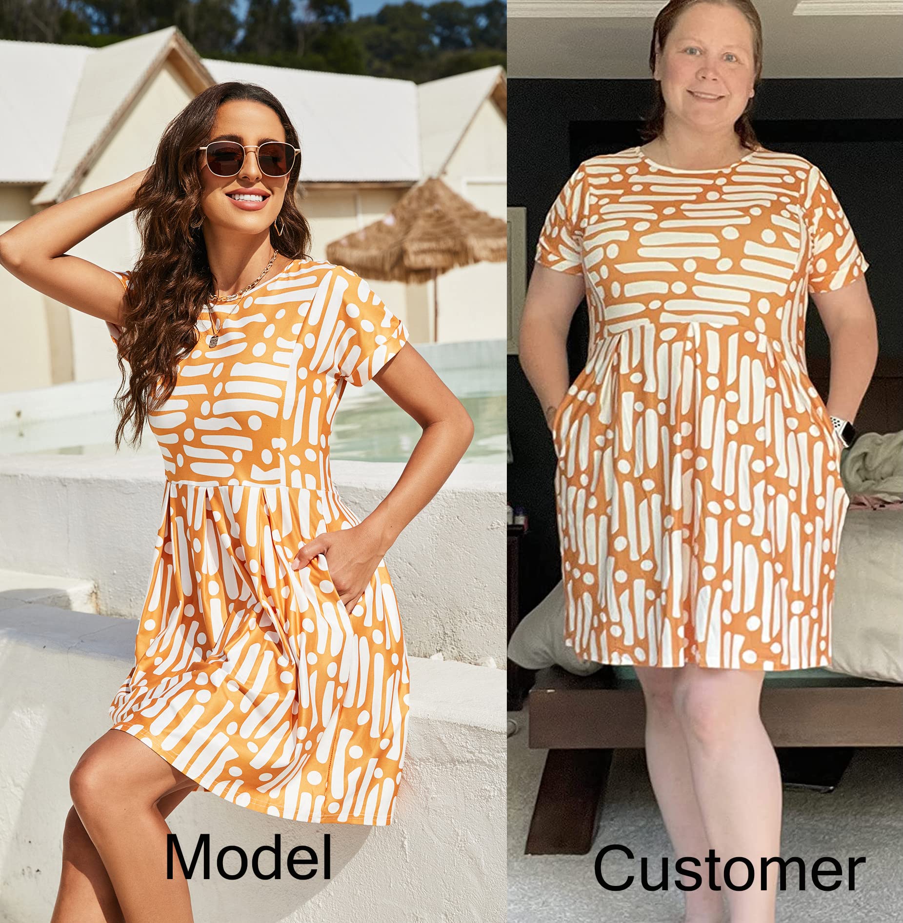 Naggoo Women's Summer Striped Short Sleeve T-Shirt Dress - Casual Swing A-Line Pocket Dress for Beach, Vacation & Everyday Wear