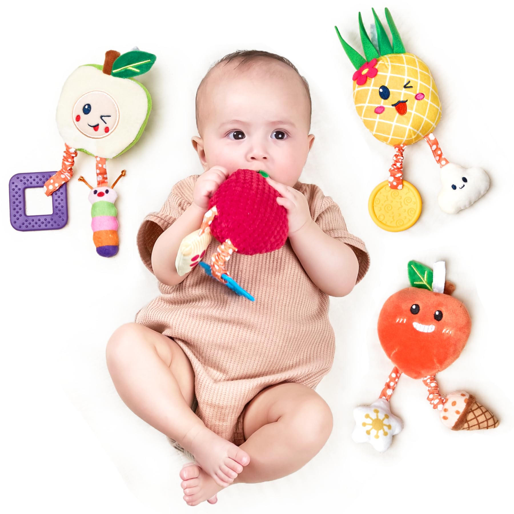 Baby Rattles & Plush Wind Chime Toys for 3-12 Months - Stroller & Crib Mobile for Boys Girls