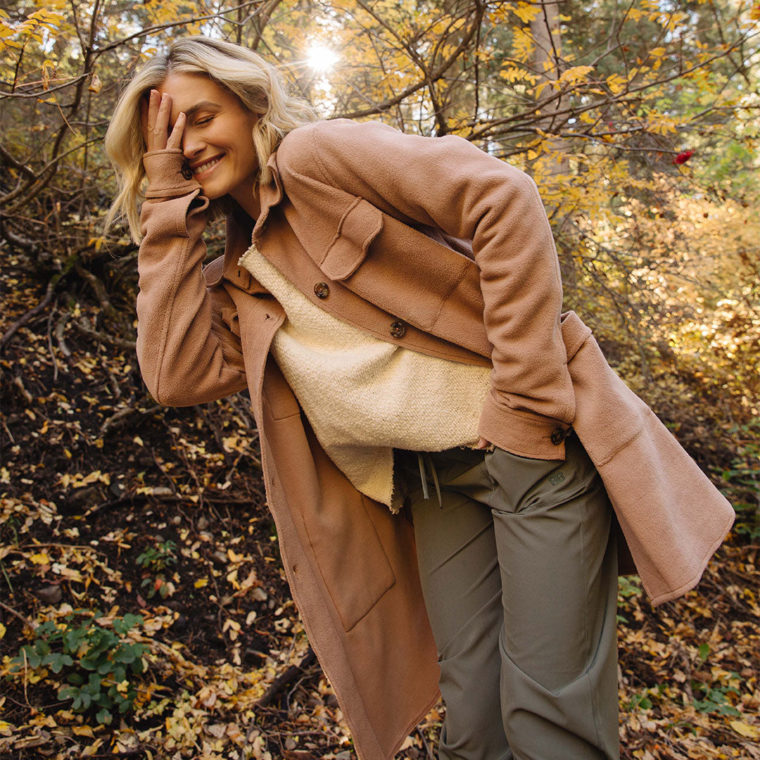 Alpine Fleece Trench Coat for Women - Warm Winter Toffee Brown Outerwear - Perfect for Snowy Weather & Outdoor Adventures